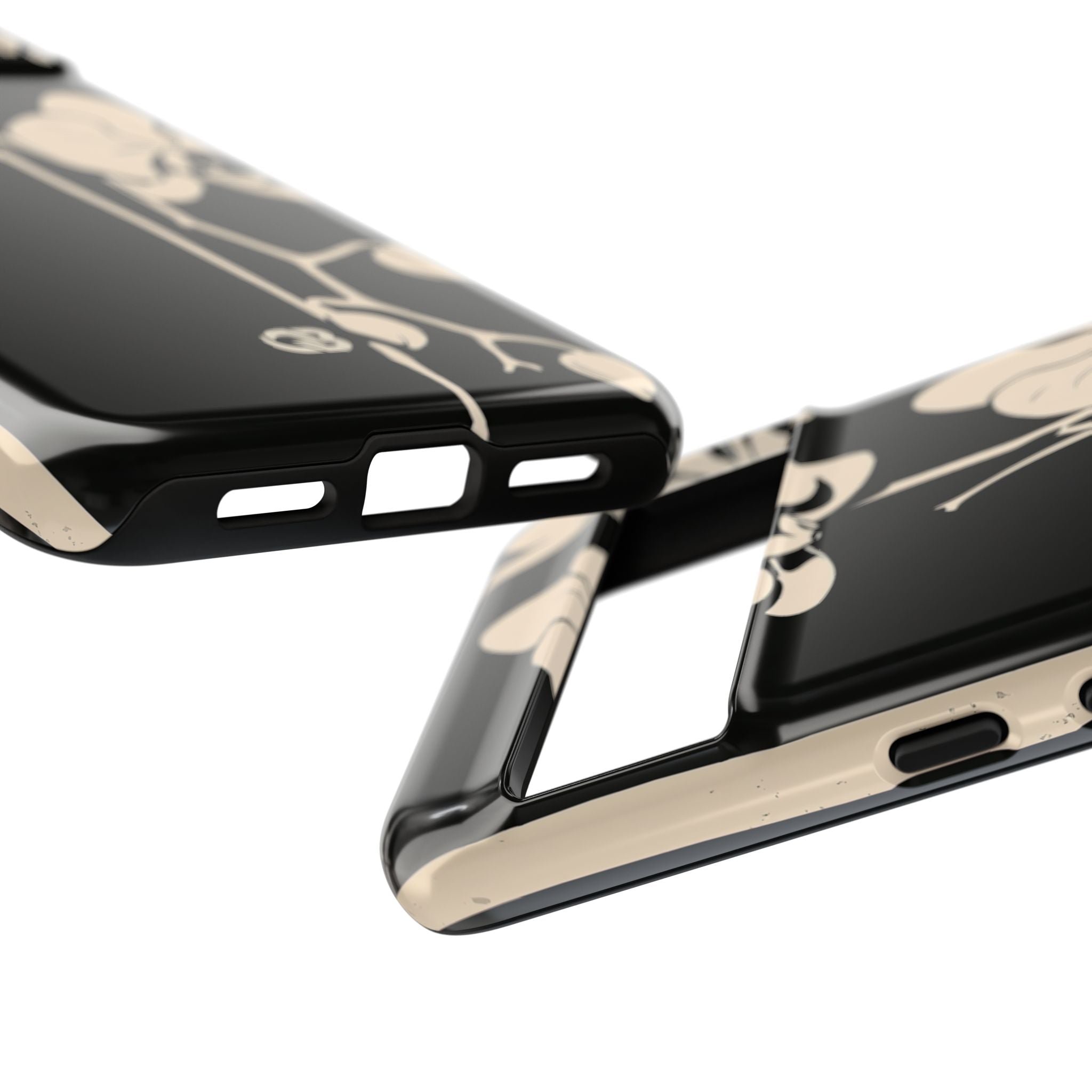 Black Tough Phone Case for Google Pixel - Obsidian Bone Orchid