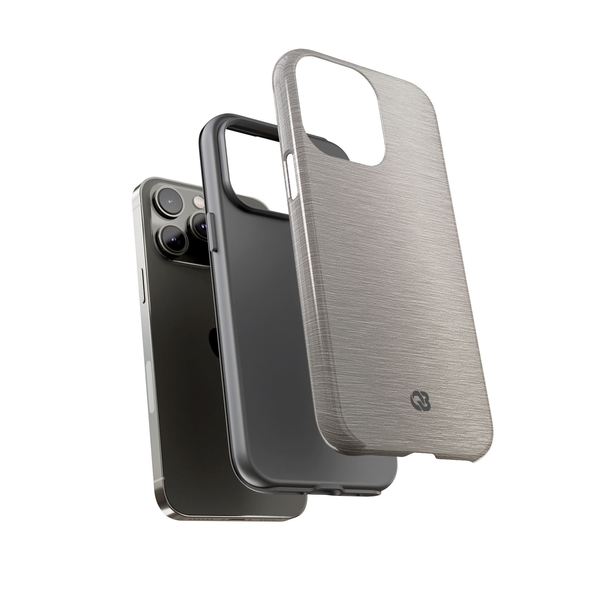 Grey Tough Phone Case for iPhone - Brushed Nickel Linen