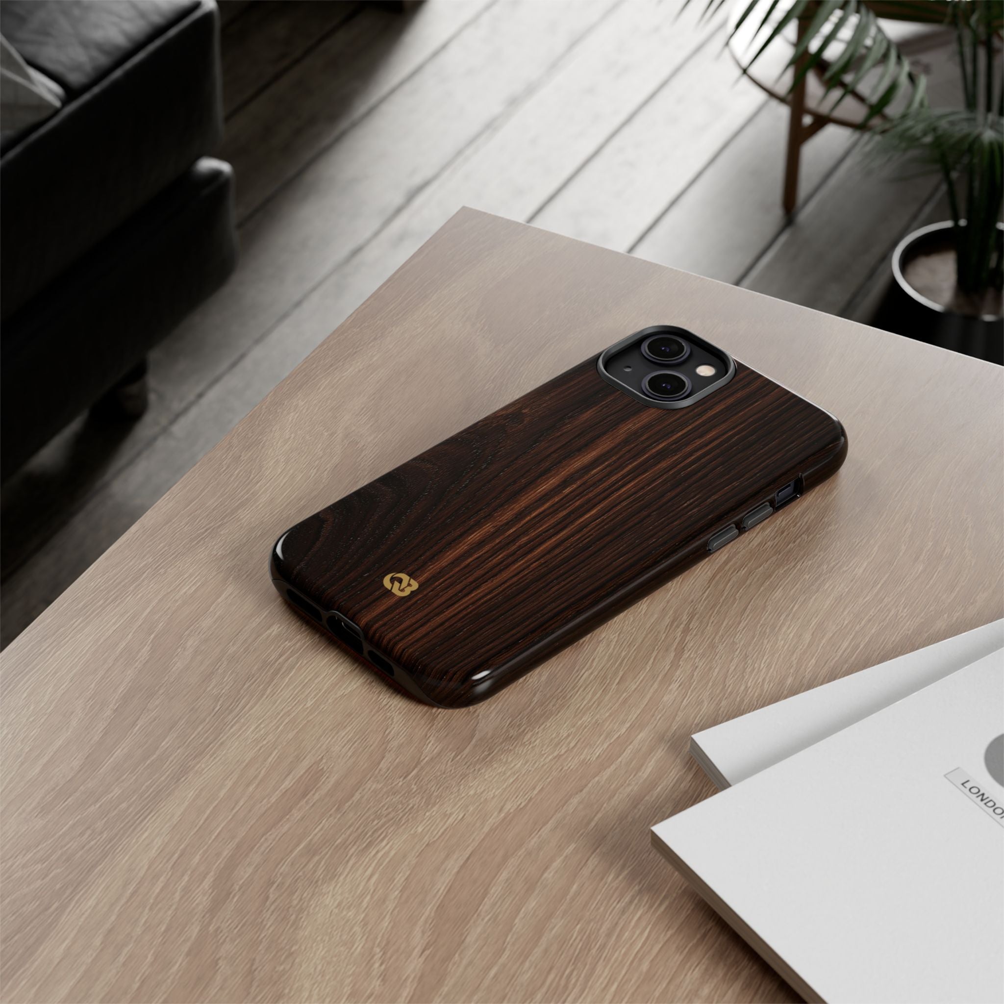 Brown Tough Phone Case for iPhone - Burnished Mahogany Grain
