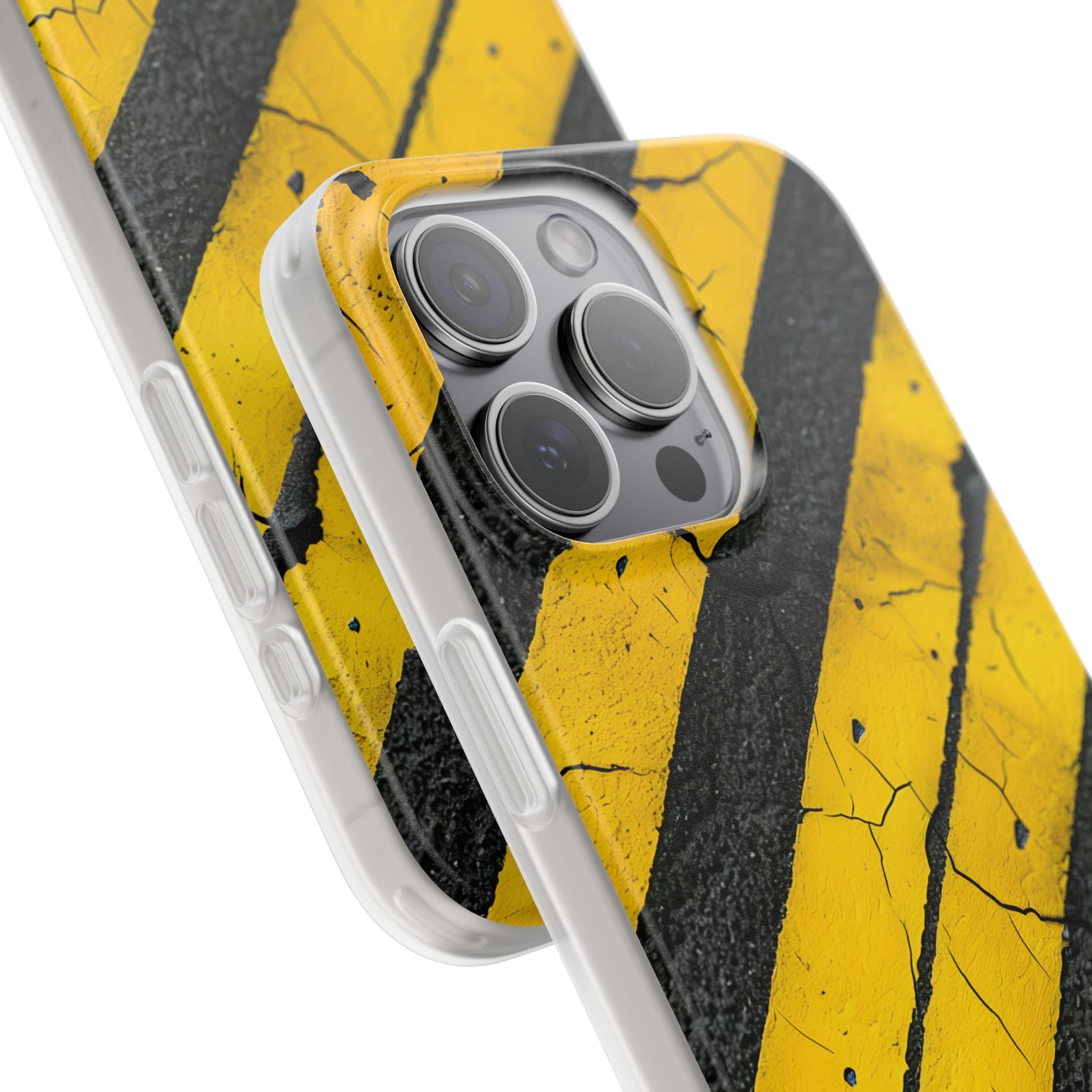 Cracked Hazard Stripes · Soft Phone Case for iPhone