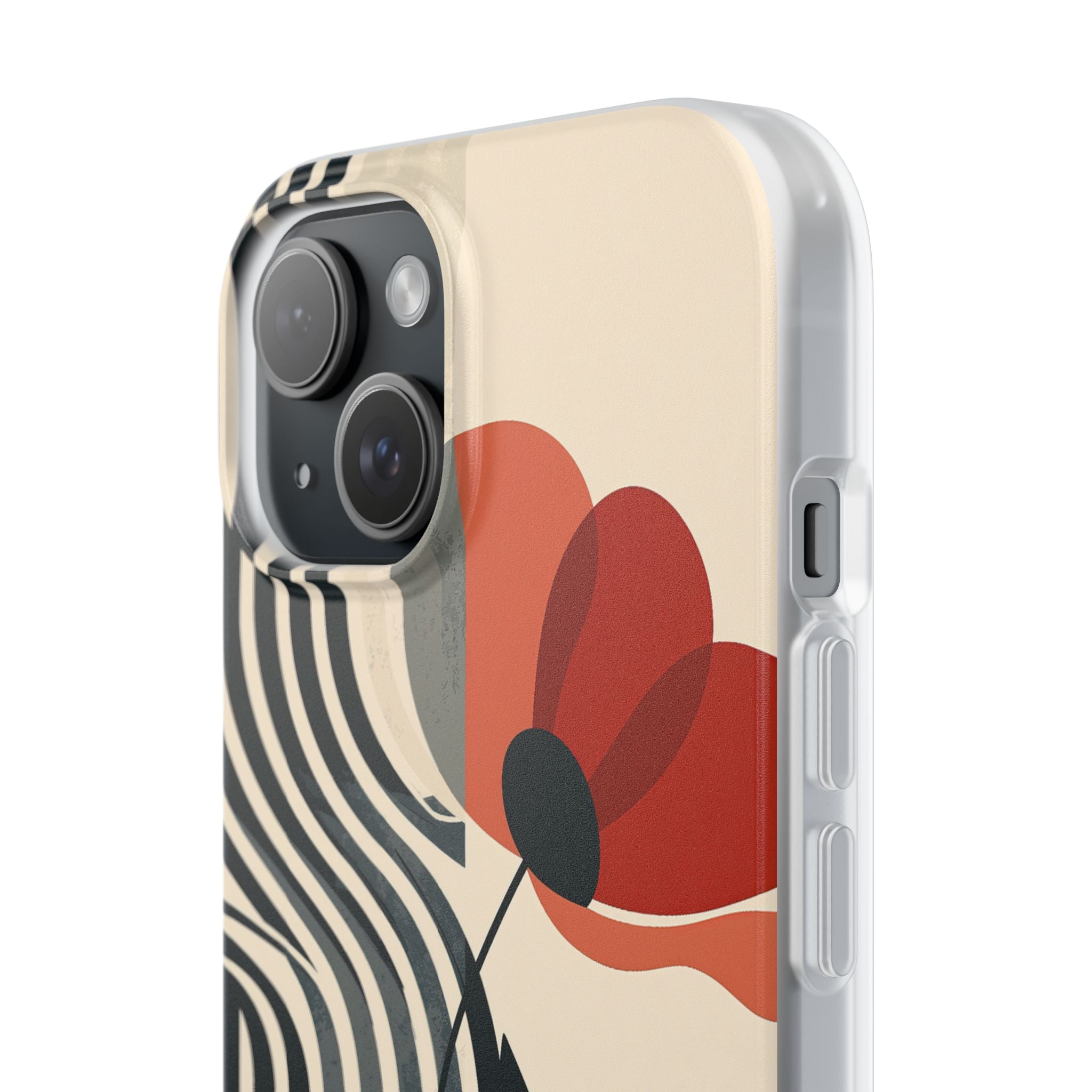 Beige Lite Phone Case for iPhone - Crimson Line Bloom
