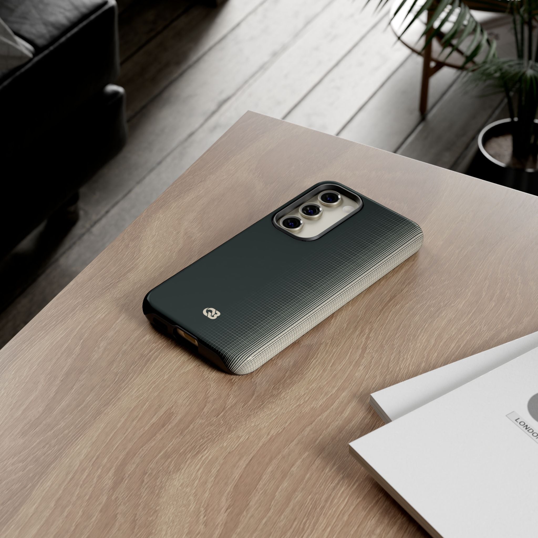 Grey Tough Phone Case for Samsung - Charcoal Tech Grid