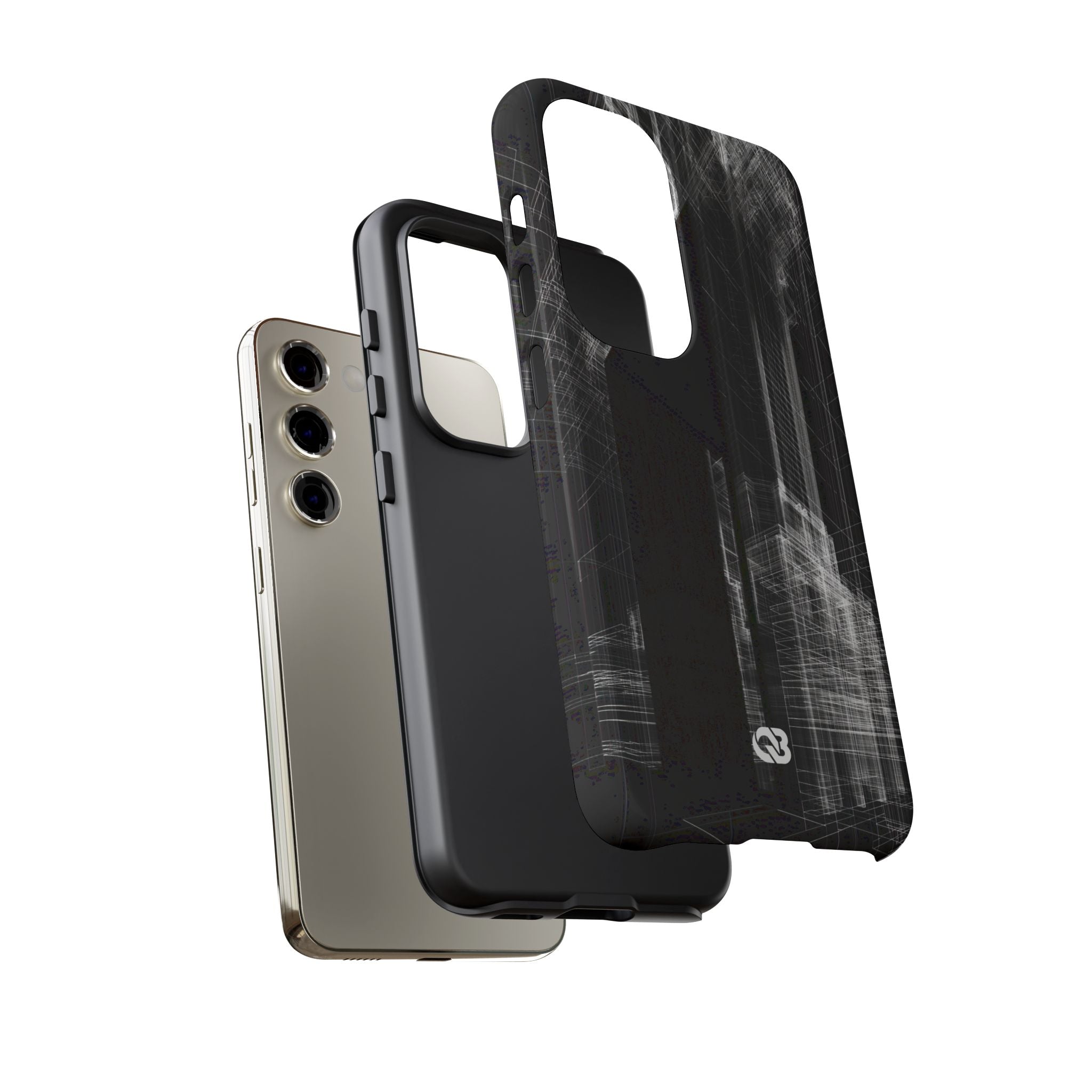 Black Tough Phone Case for Samsung - Ghost Urban Wireframe