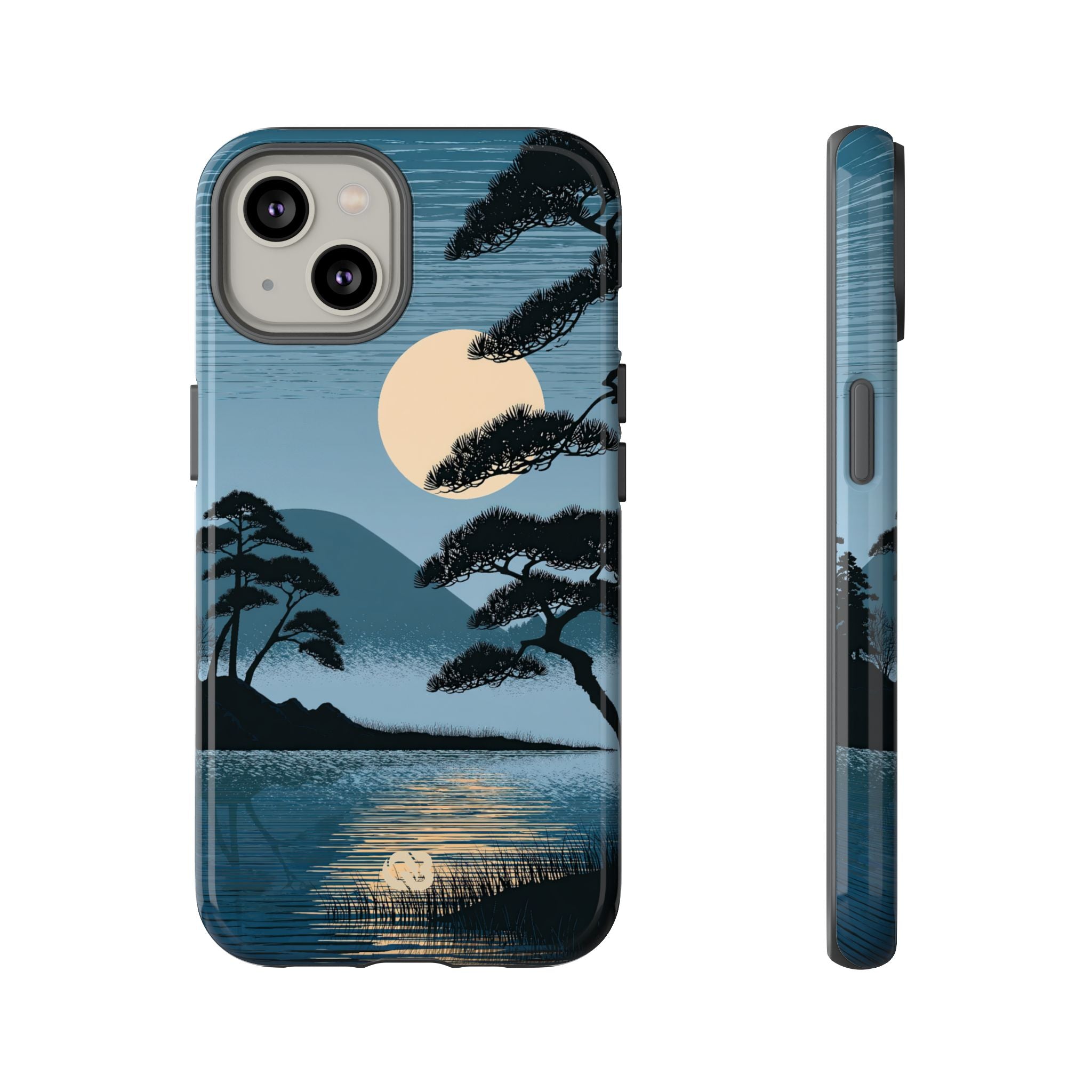 Blue Tough Phone Case for iPhone - Midnight Kyoto Pine