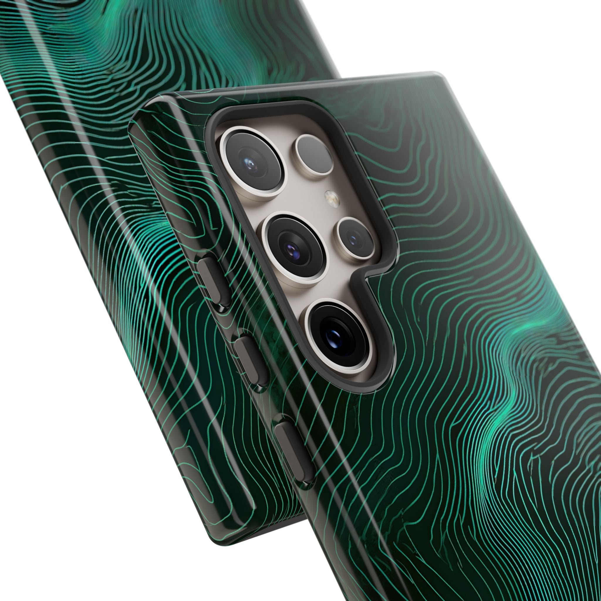 Teal Tough Phone Case for Samsung - Neon Jade Contour