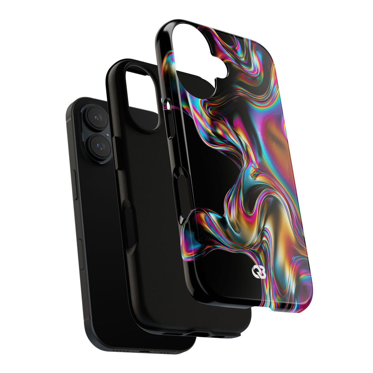 Purple Tough Phone Case for iPhone - Liquid Neon Chrome