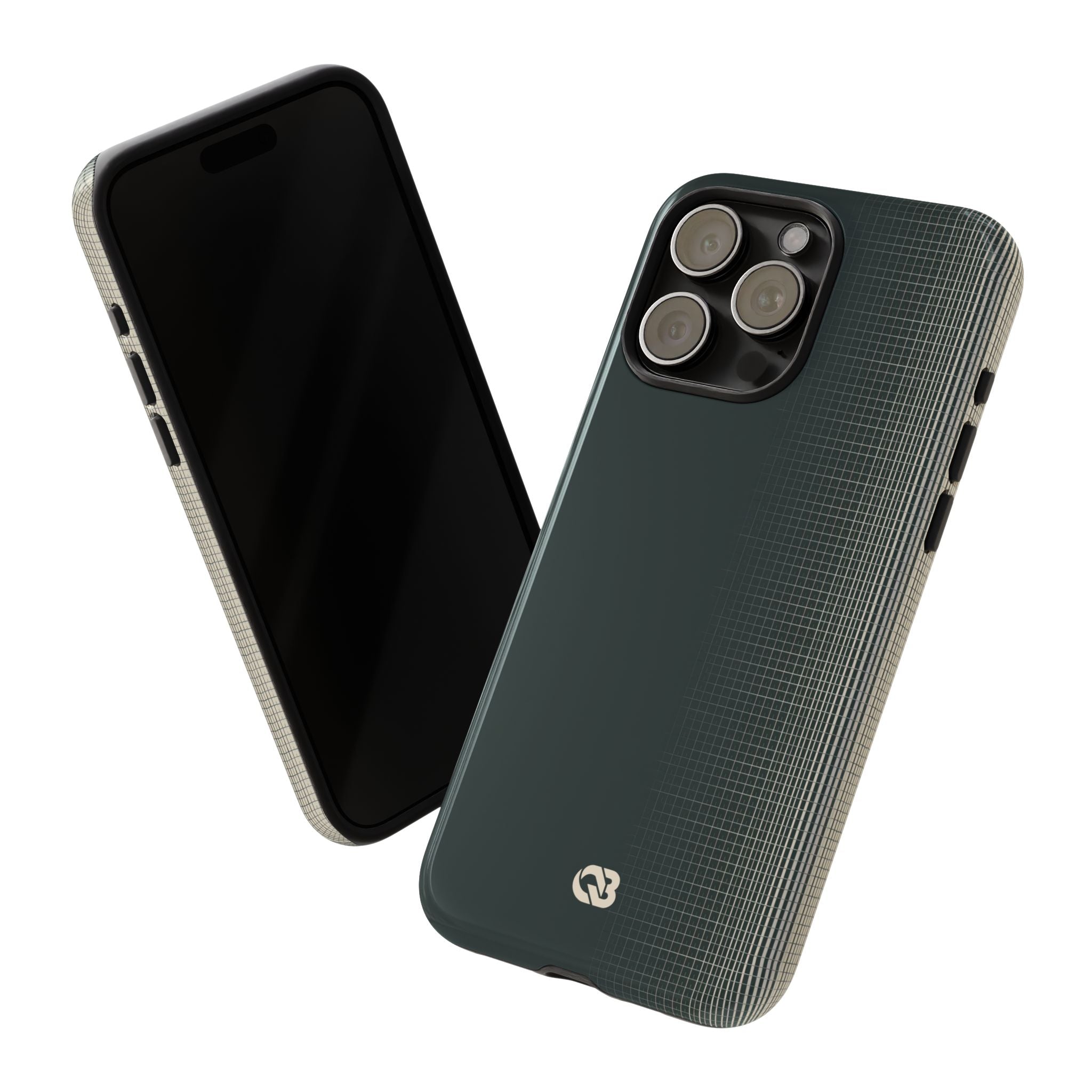 Grey Tough Phone Case for iPhone - Charcoal Tech Grid