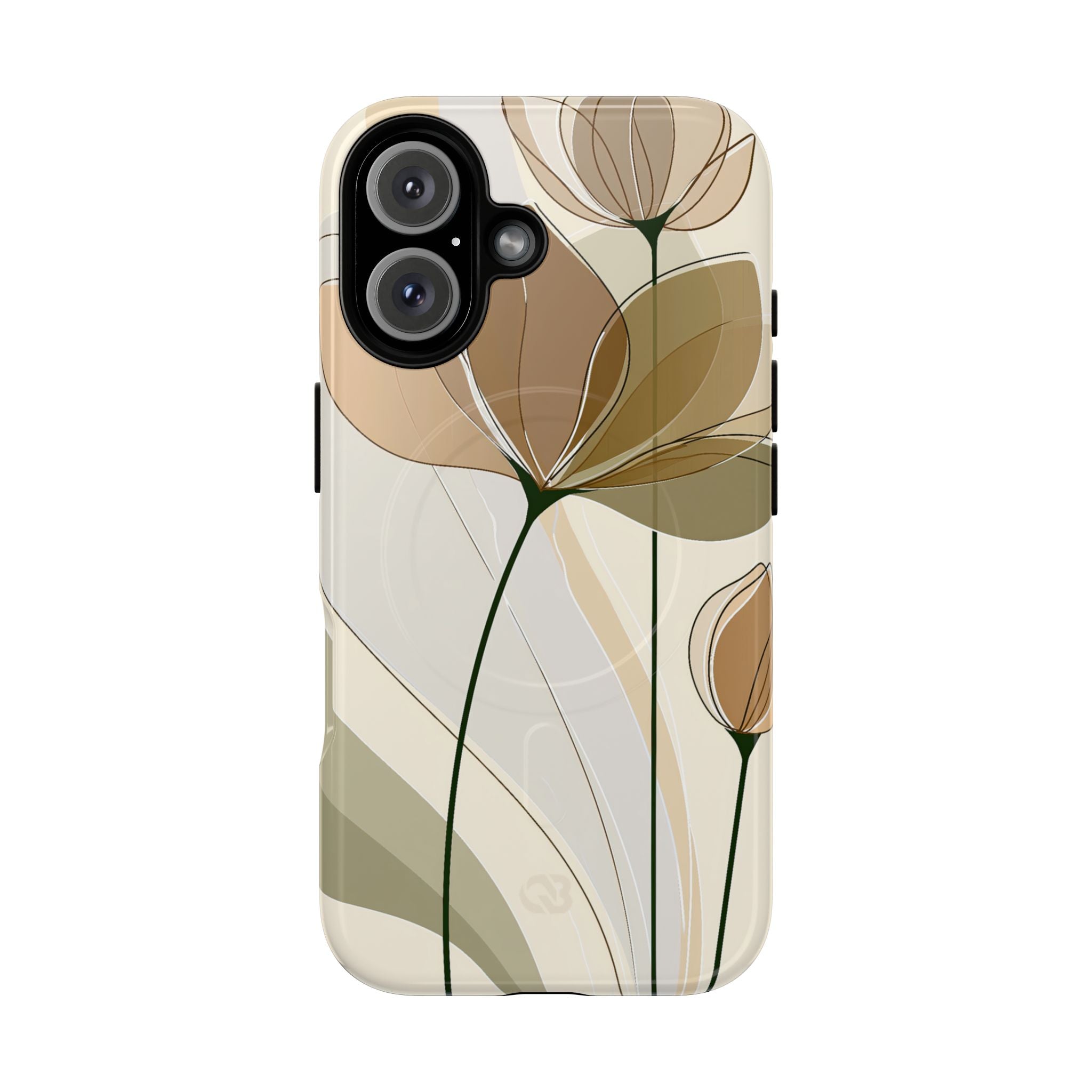 Beige Tough 2.0 Magsafe Phone Case for iPhone - Muted Ochre Petals