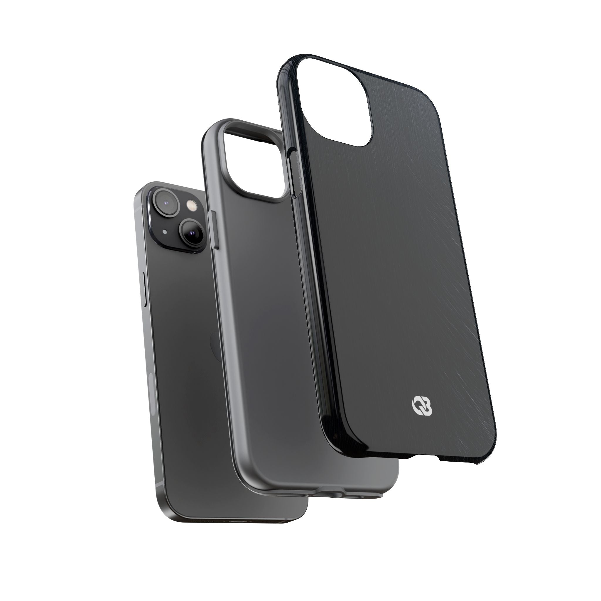 Black Tough Phone Case for iPhone - Midnight Brushed Grain