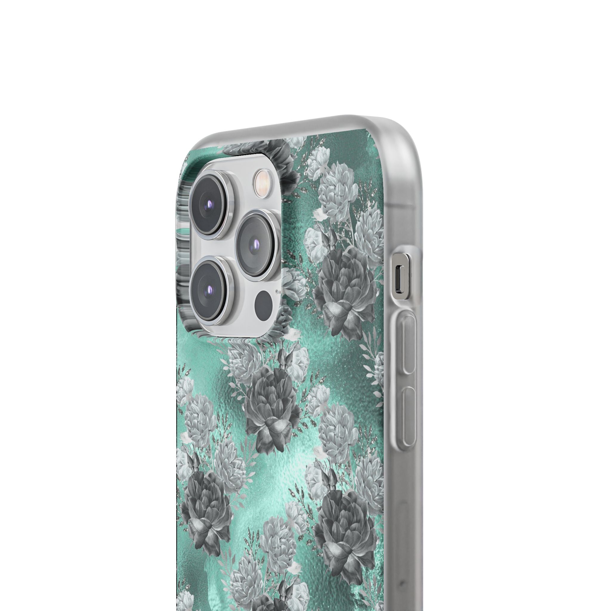 Frost Mint Floral · Soft Handyhülle für iPhone
