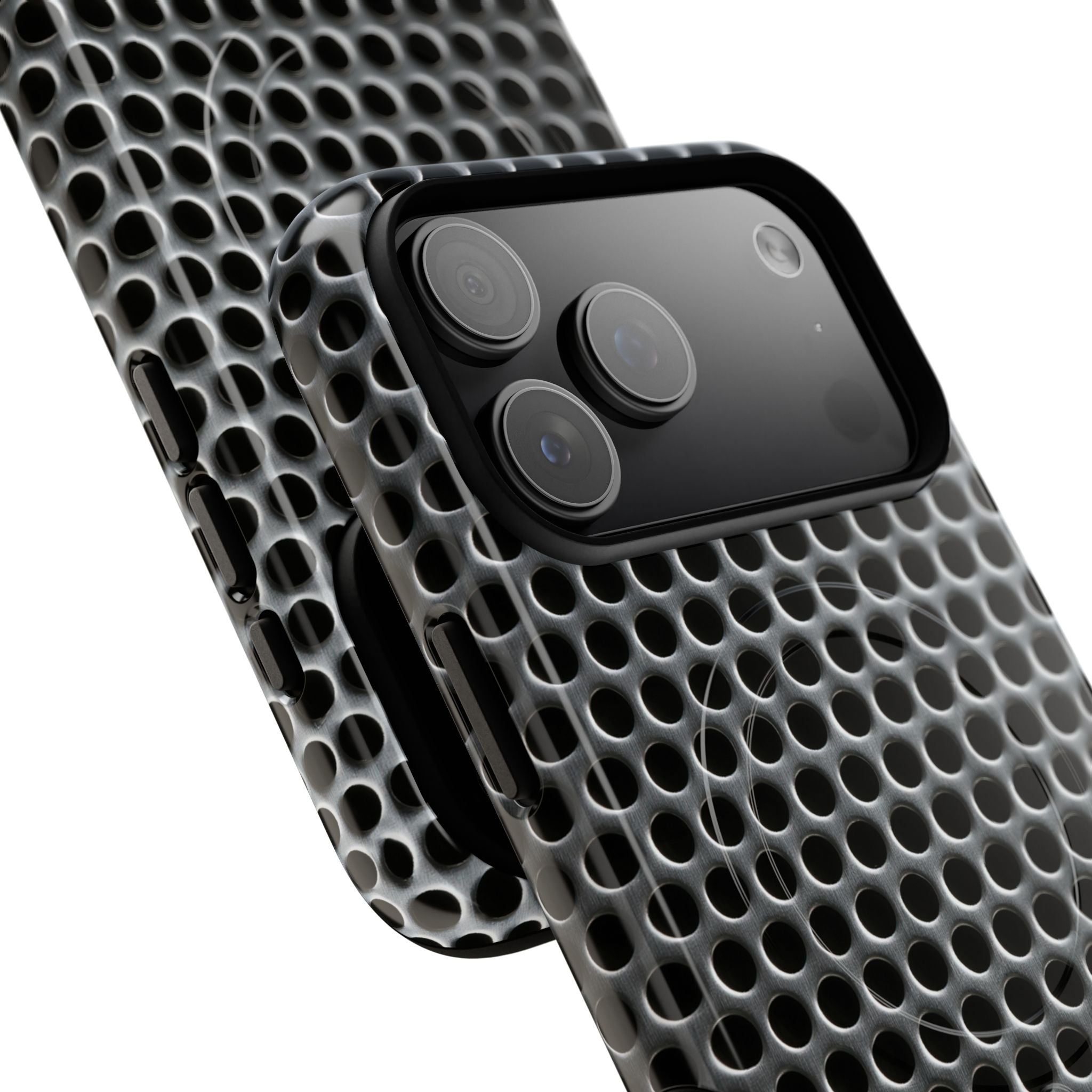 Silver Tough 2.0 Magsafe Phone Case for iPhone - Brutalist Steel Mesh
