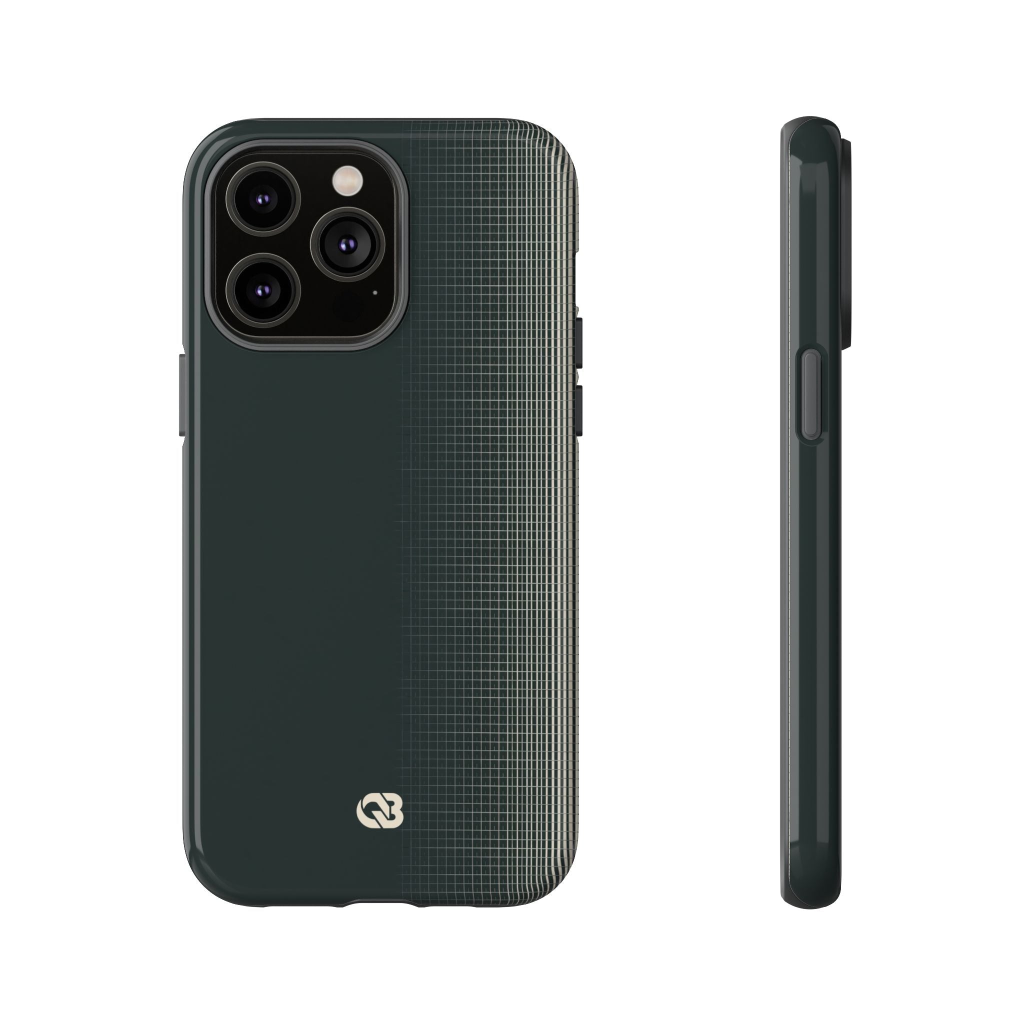 Grey Tough Phone Case for iPhone - Charcoal Tech Grid