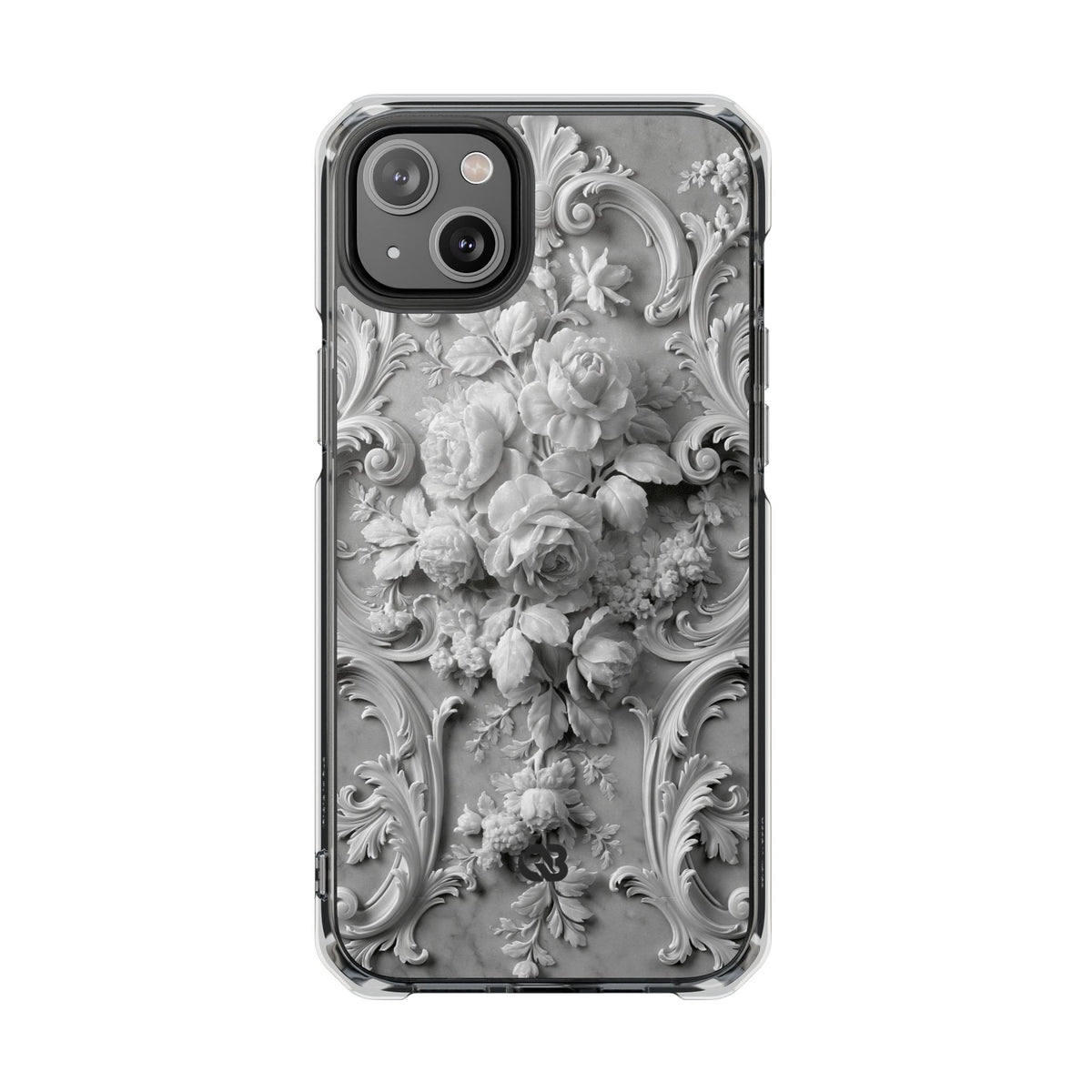 Rococo Marble Rose · Clear Impact Magnetic Phone Case for iPhone · White