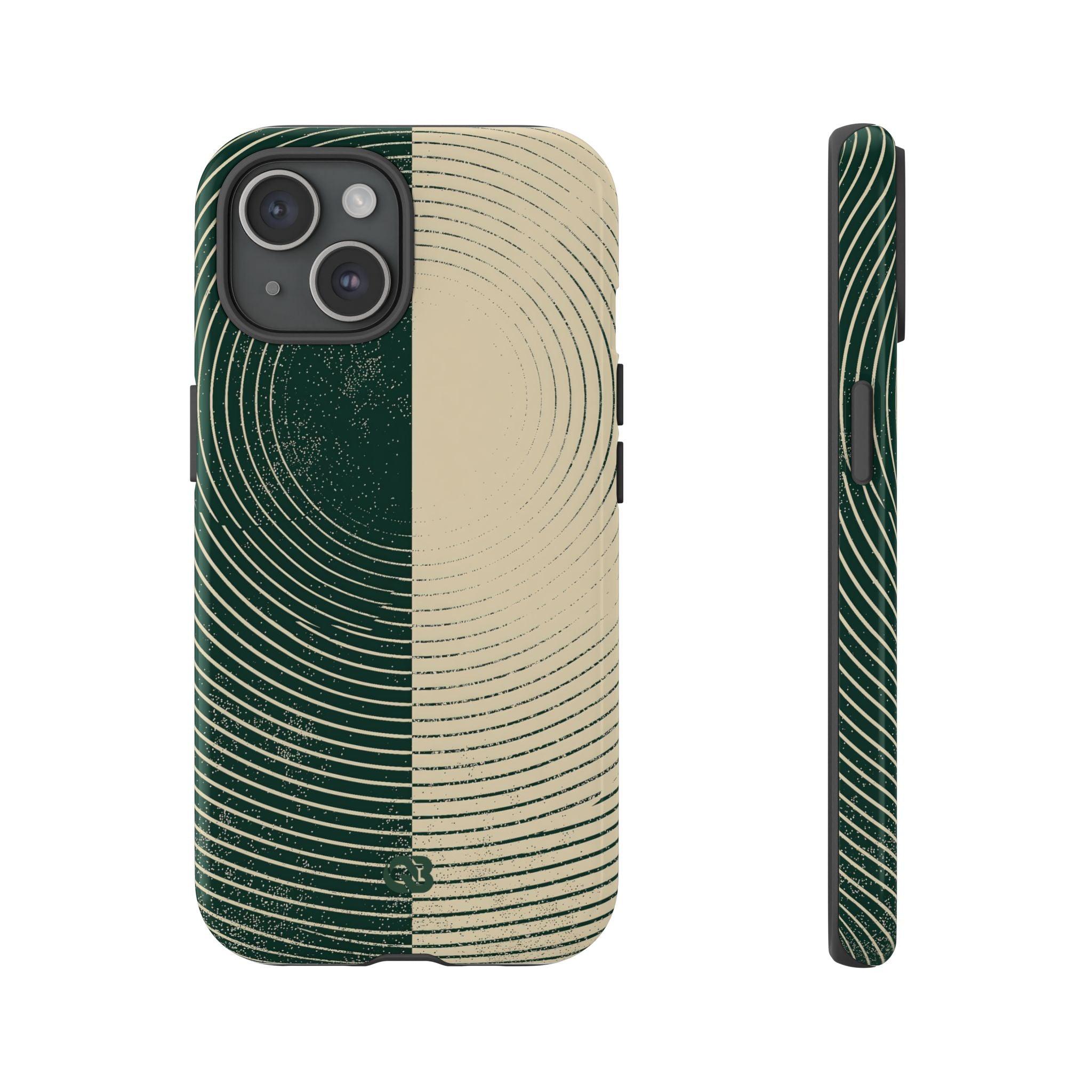 Green Tough Phone Case for iPhone - Evergreen Split Grain