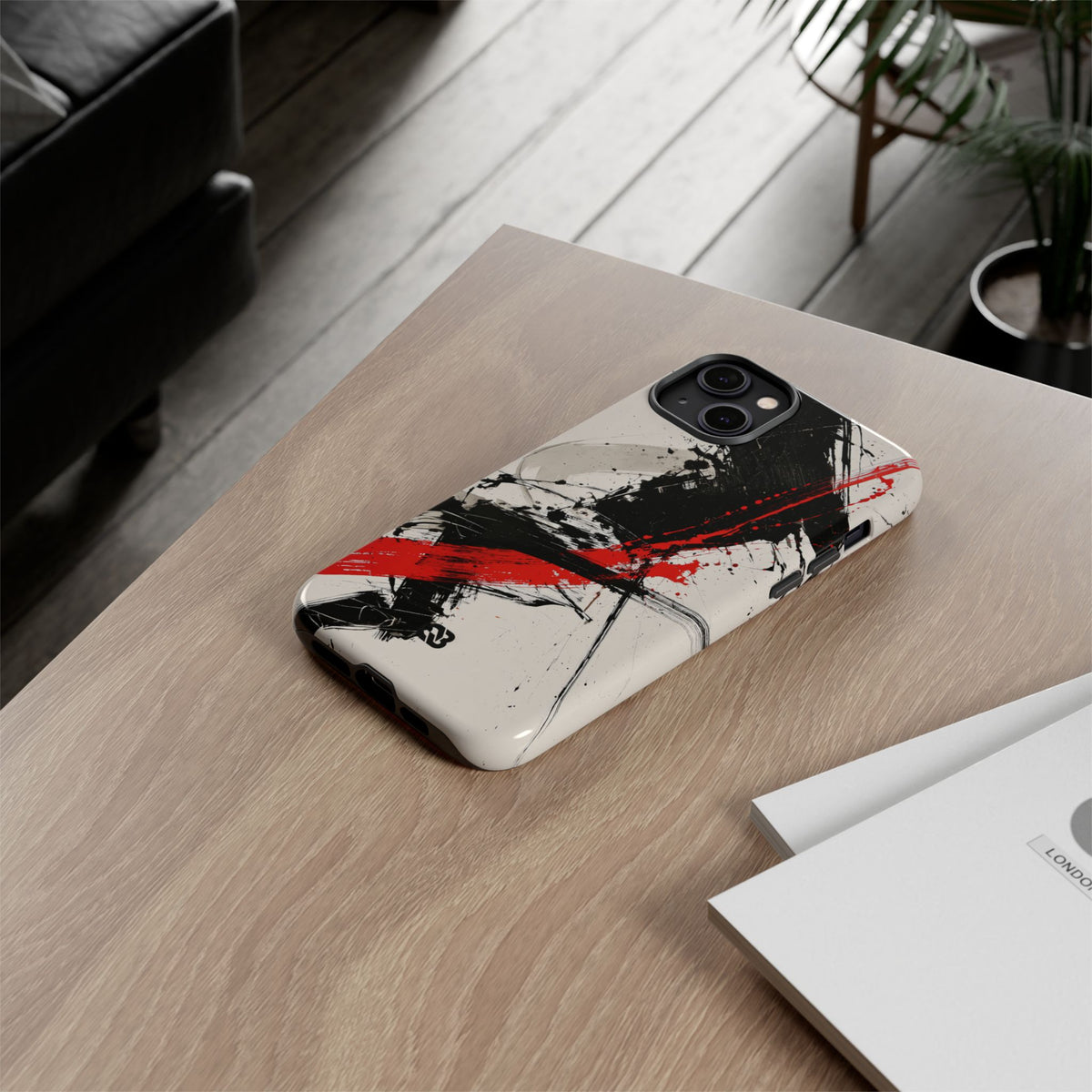 Crimson Sumi Slash · Tough Phone Case for iPhone · White