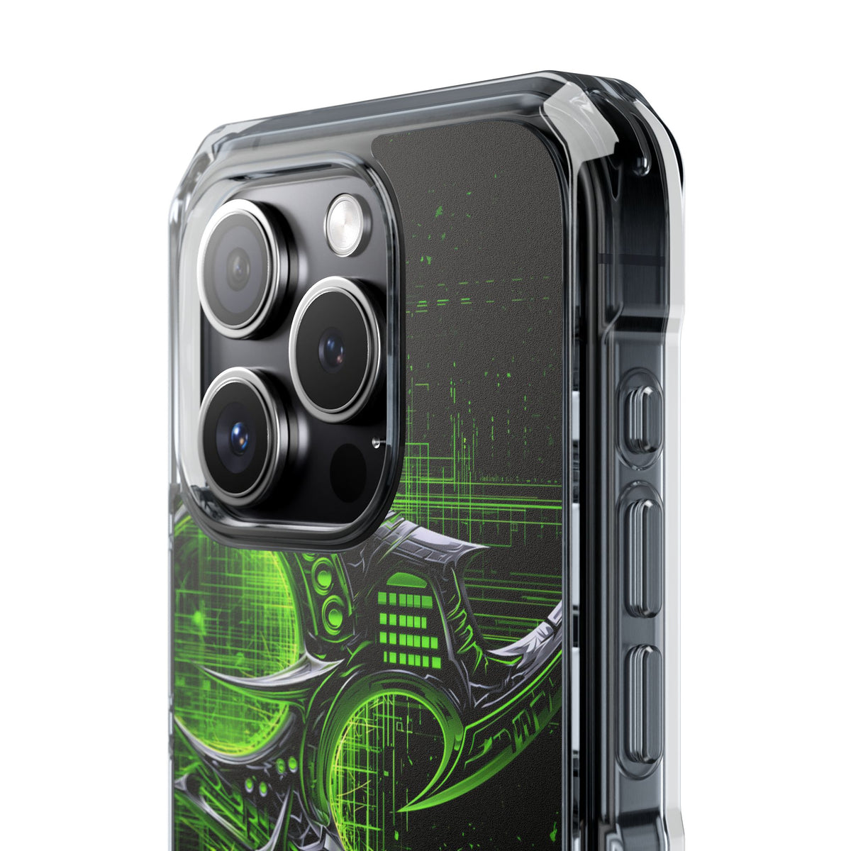 Cyber Sigil Grid · Clear Impact Magnetic Phone Case for iPhone · Green