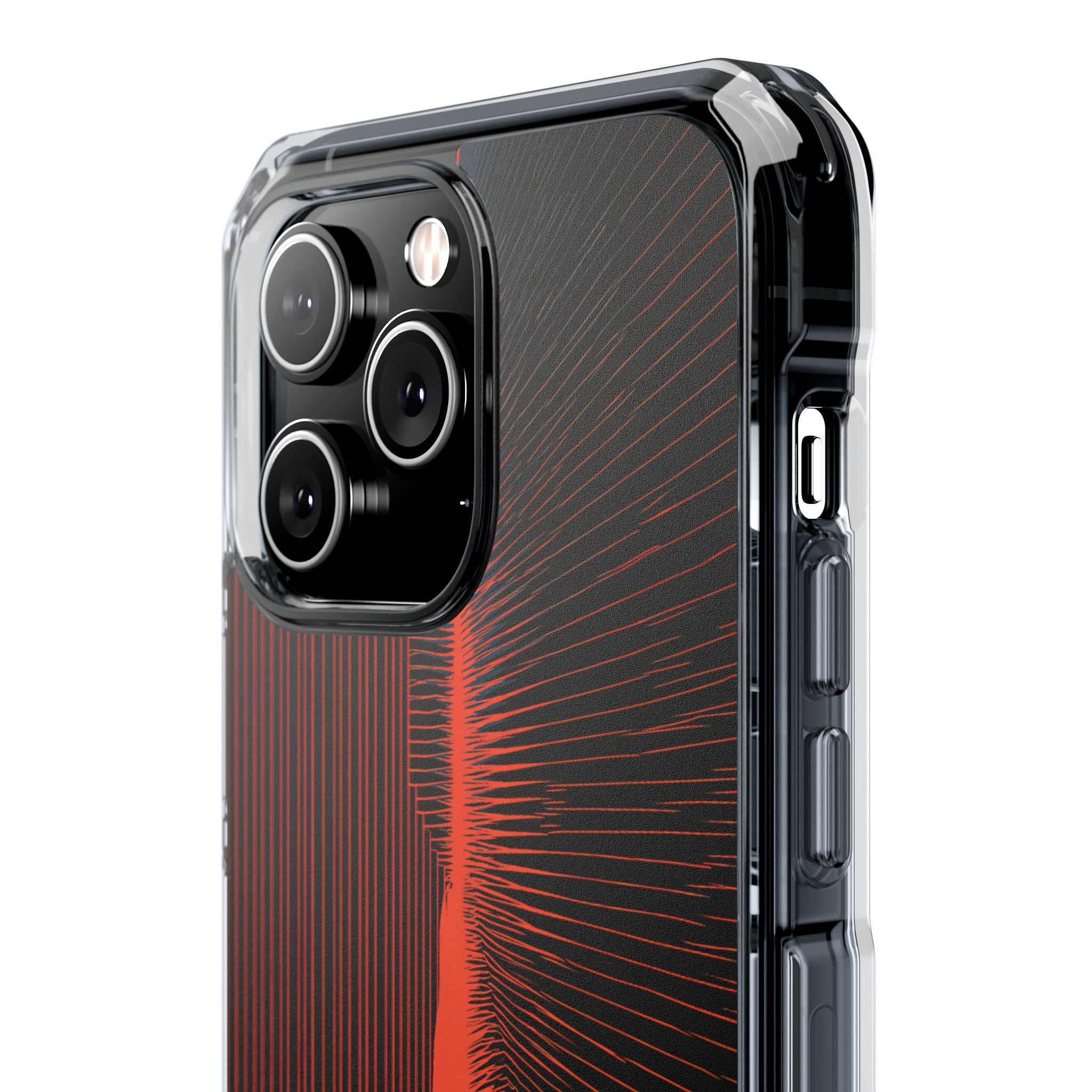 Red Impact MagSafe Phone Case for iPhone - Crimson Frequency Pulse