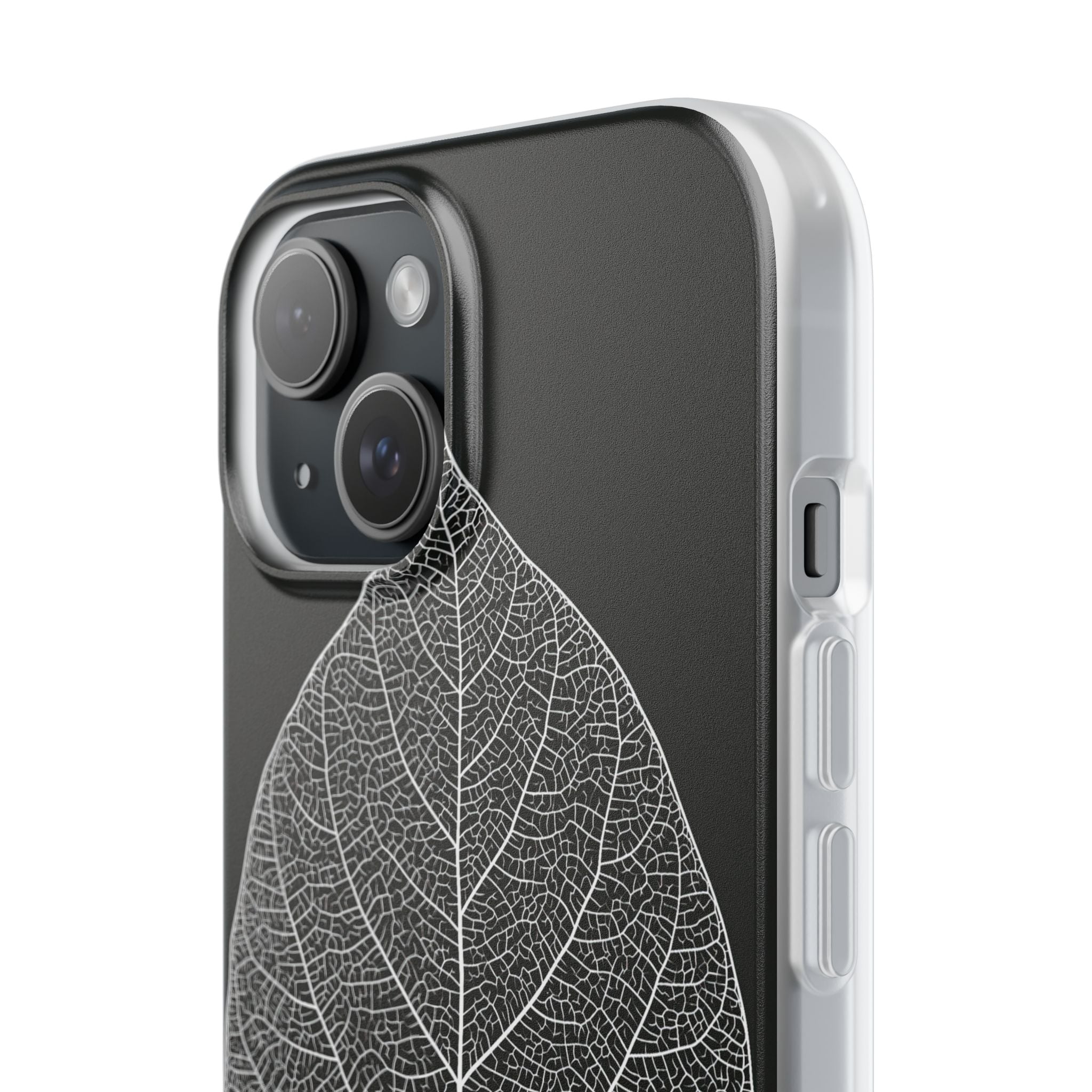 Black Lite Phone Case for iPhone - Bleached Leaf Lattice