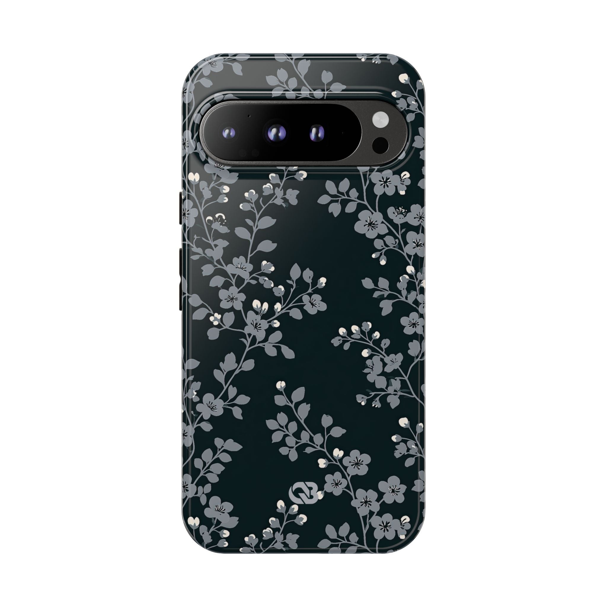 Black Tough Phone Case for Google Pixel - Midnight Slate Blossom