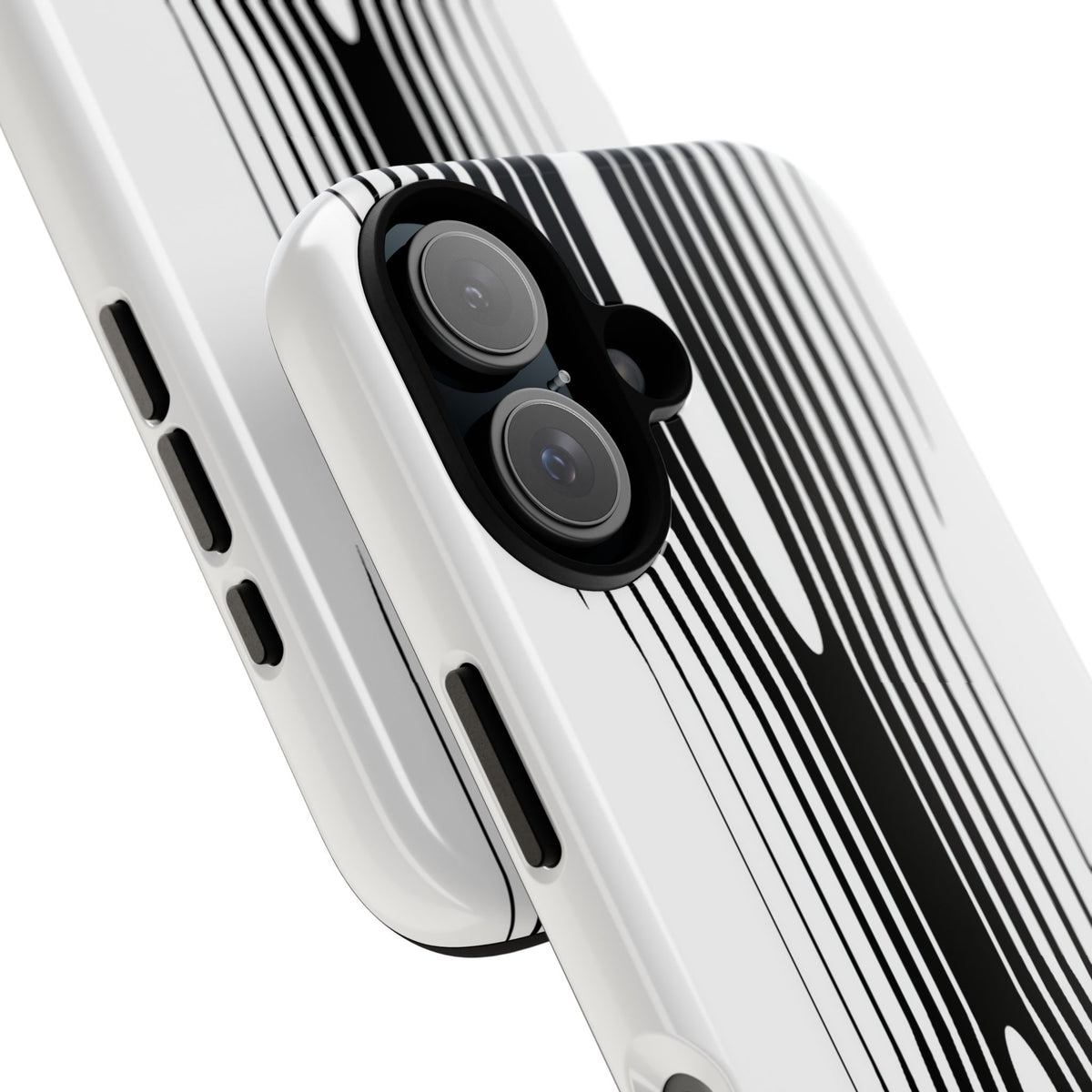 White Tough Phone Case for iPhone - Kinetic Mono Distortion