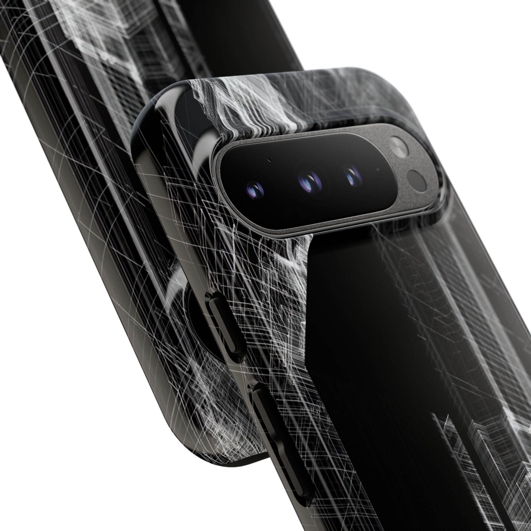 Black Tough Phone Case for Google Pixel - Ghost Urban Wireframe