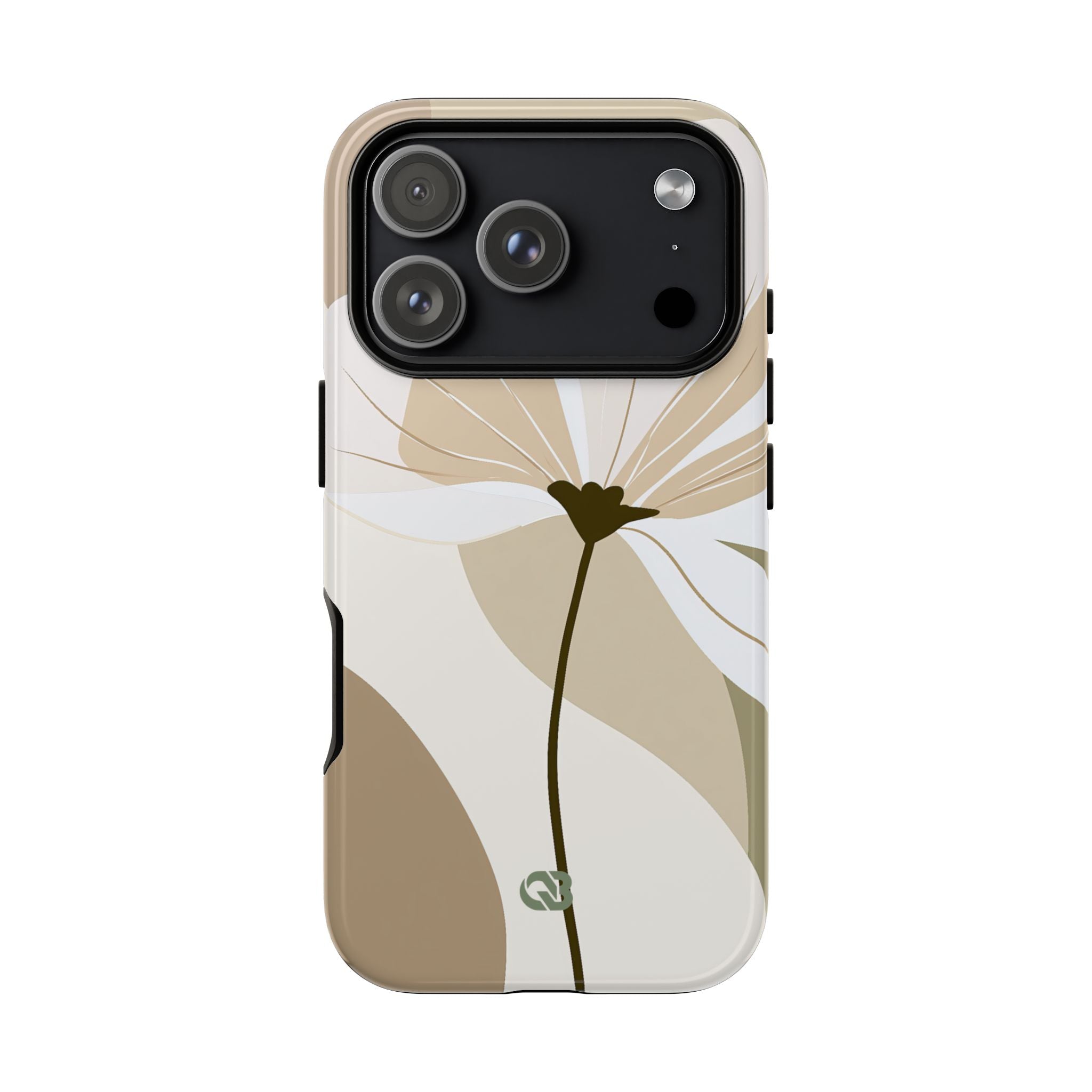Beige Tough Phone Case for iPhone - Sage Linen Magnolia