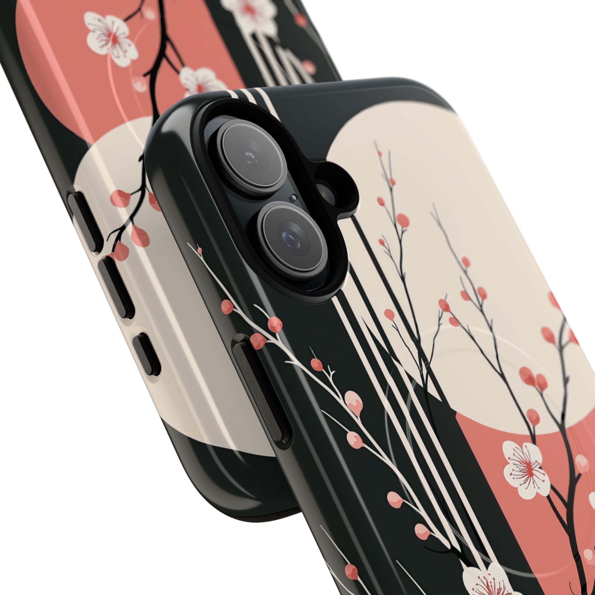 Black Tough 2.0 Magsafe Phone Case for iPhone - Kyoto Midnight Blossom