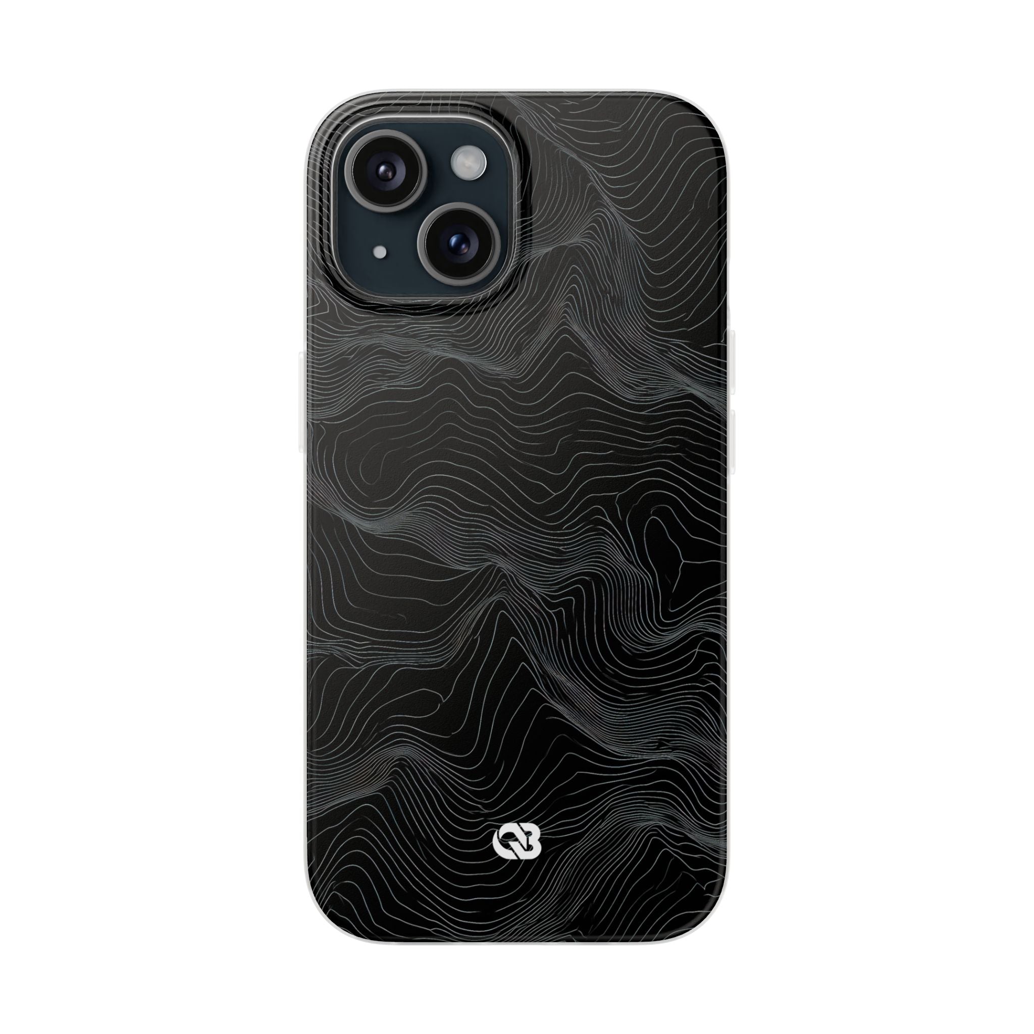 Black Lite Phone Case for iPhone - Obsidian Topo Wireframe