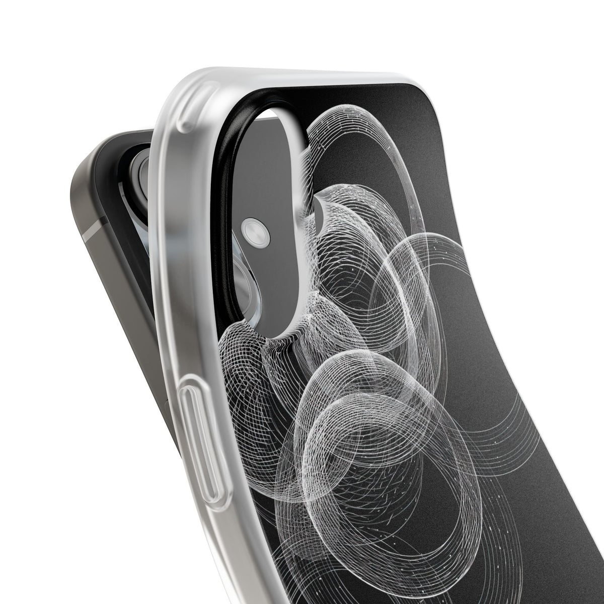 Black Lite Phone Case for iPhone - Kinetic Wireframe Orbit