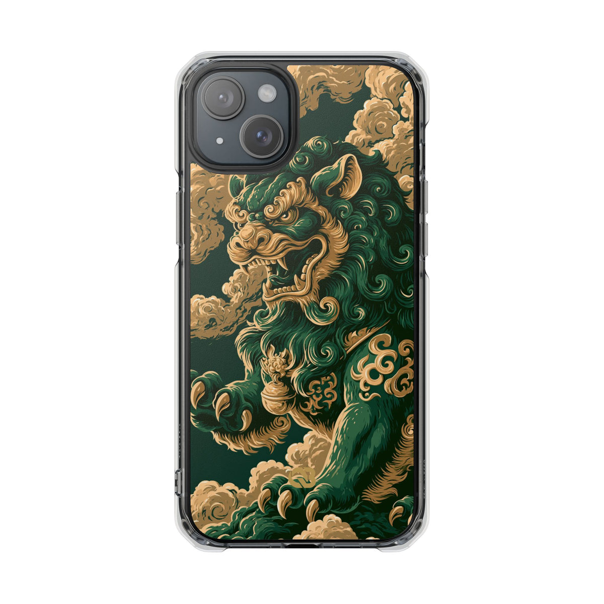 Imperial Guardian Lion · Clear Impact Magnetic Phone Case for iPhone · Green
