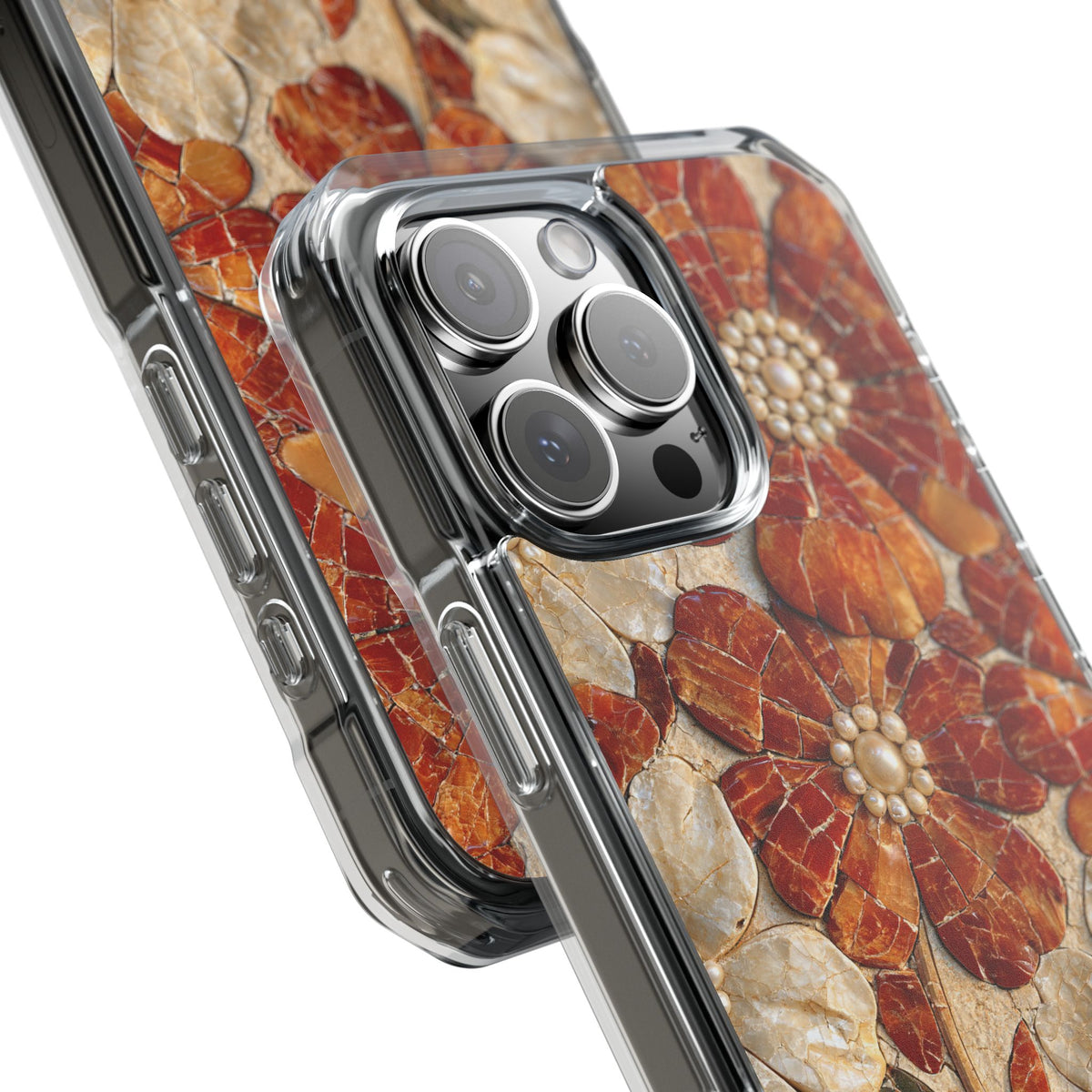 Carnelian Pearl Bloom · Clear Impact Magnetic Phone Case for iPhone · Orange