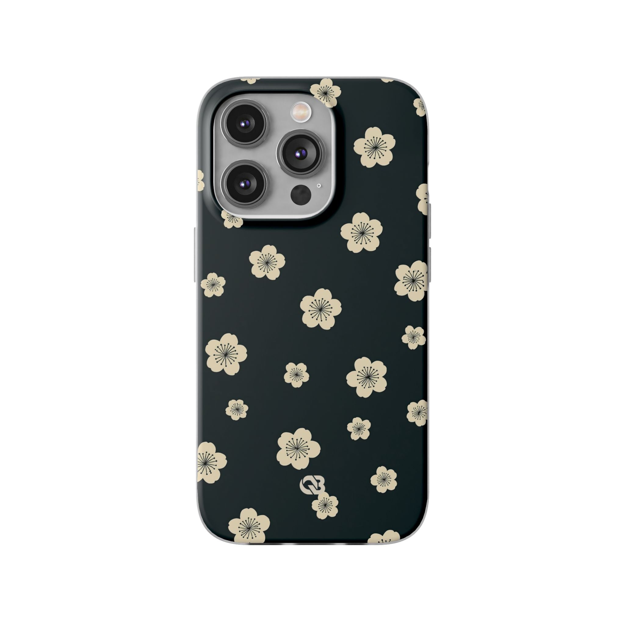 Teal Lite Phone Case for iPhone - Obsidian Cream Petals