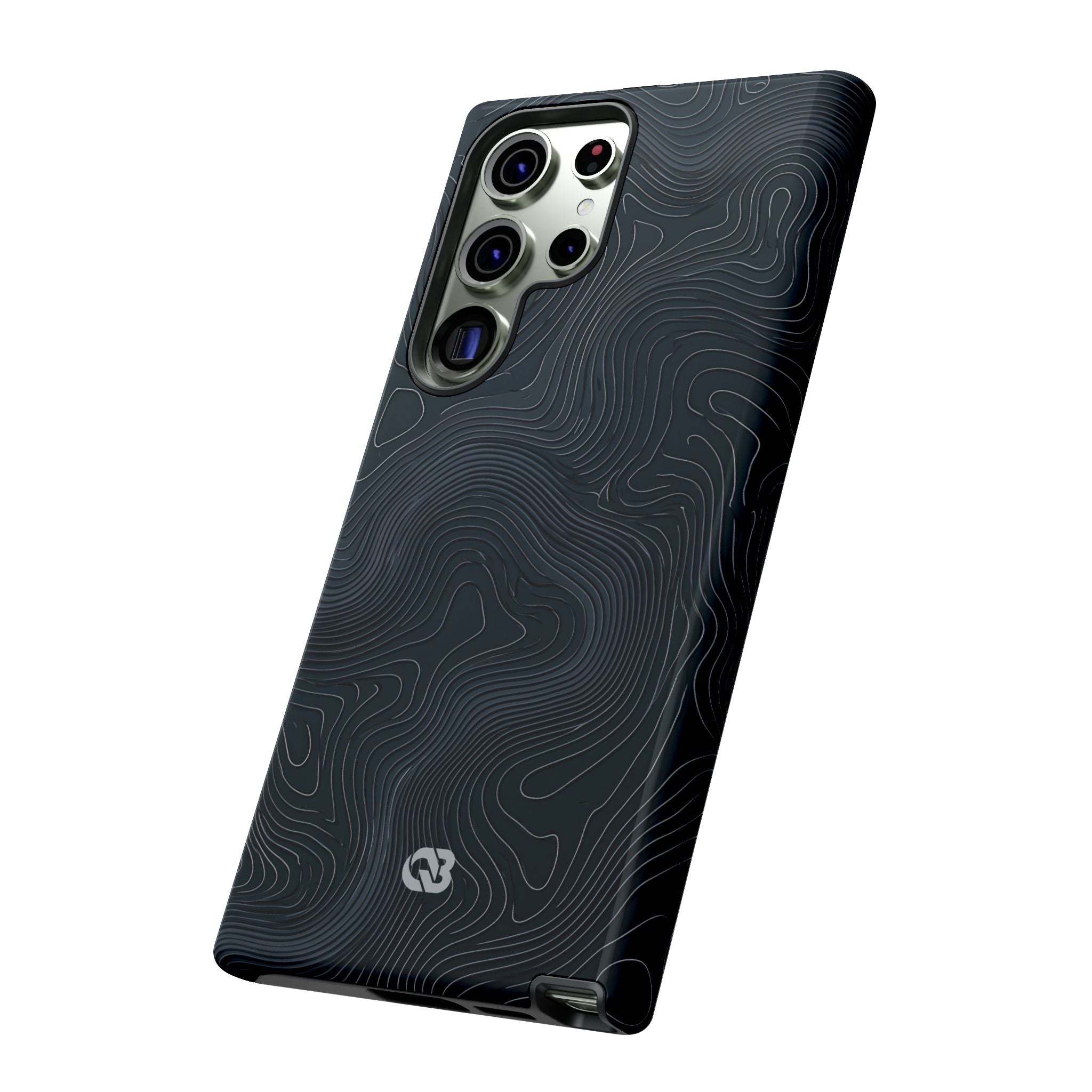 Black Tough Phone Case for Samsung - Obsidian Ridge Topo