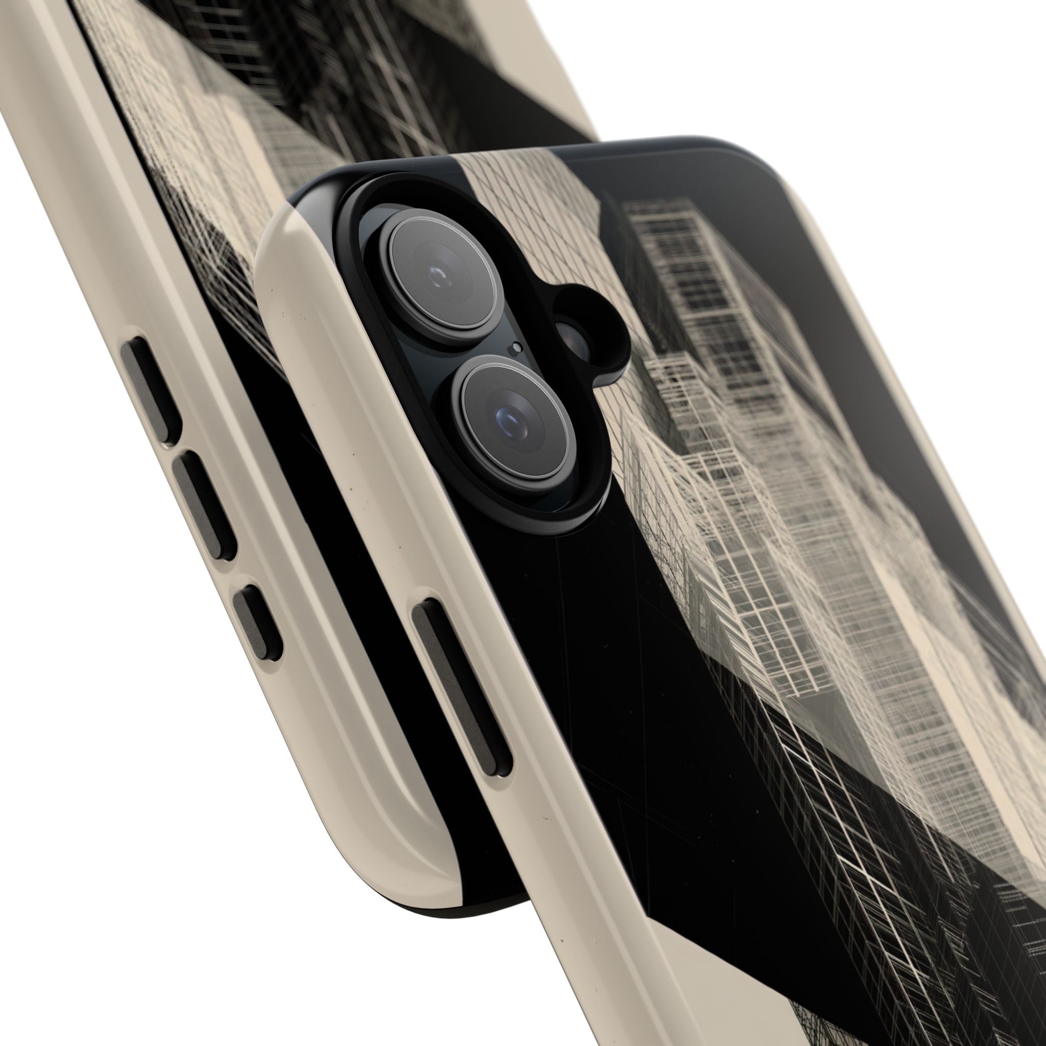 Beige Tough Phone Case for iPhone - Monolith Urban Grid