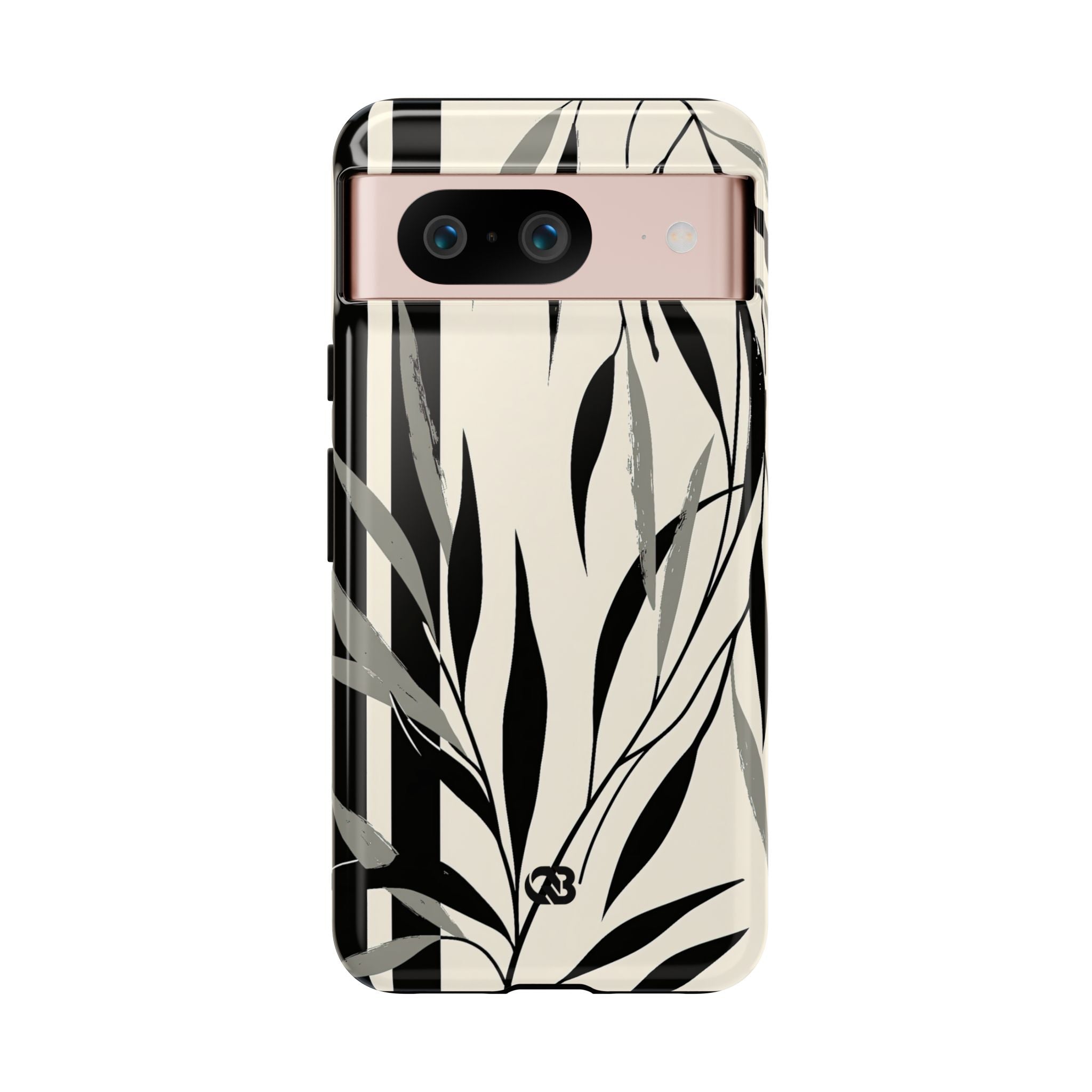 Beige Tough Phone Case for Google Pixel - Soot Leaf Sketch