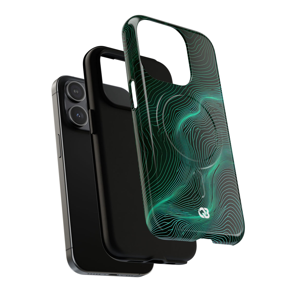 Teal Tough 2.0 Magsafe Phone Case for iPhone - Neon Jade Contour