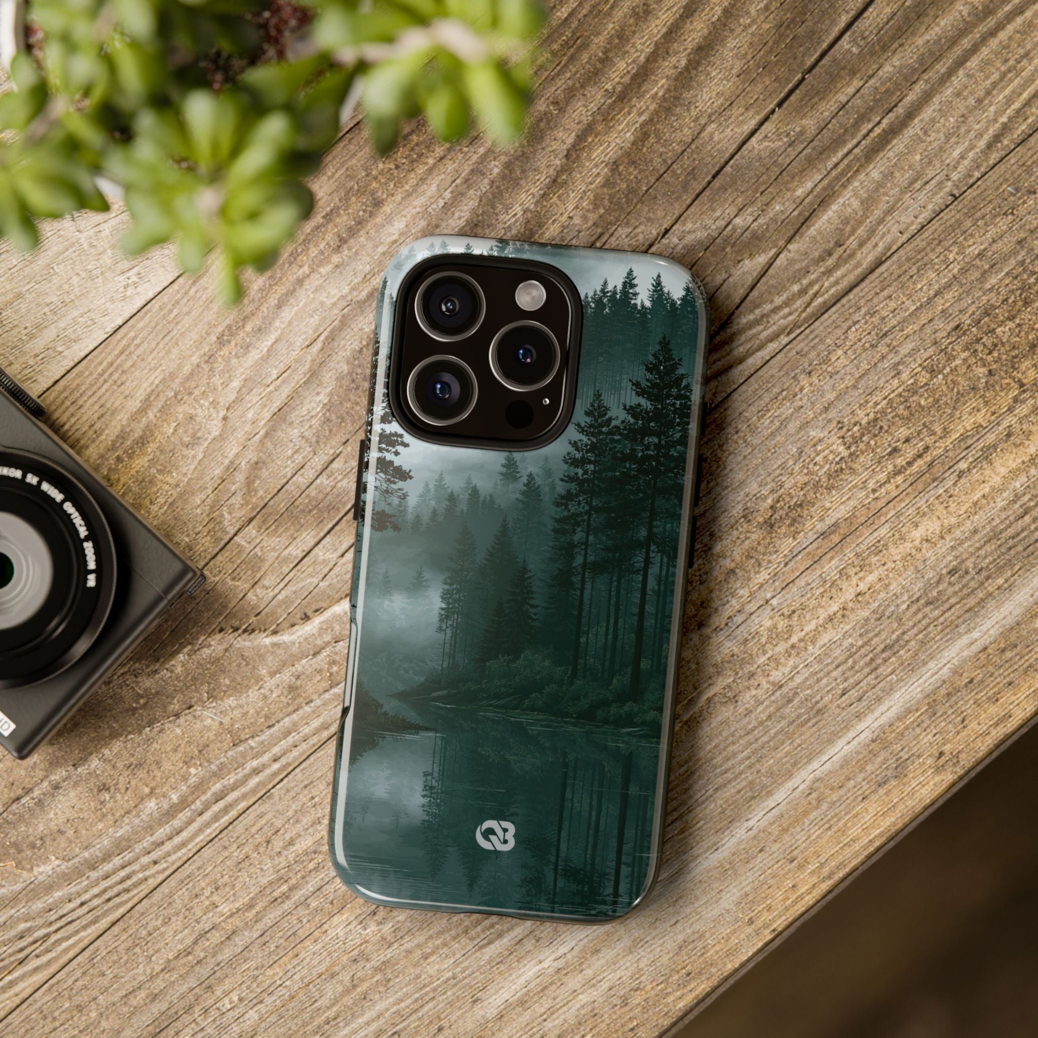 Green Tough Phone Case for iPhone - Misty Evergreen Mirror
