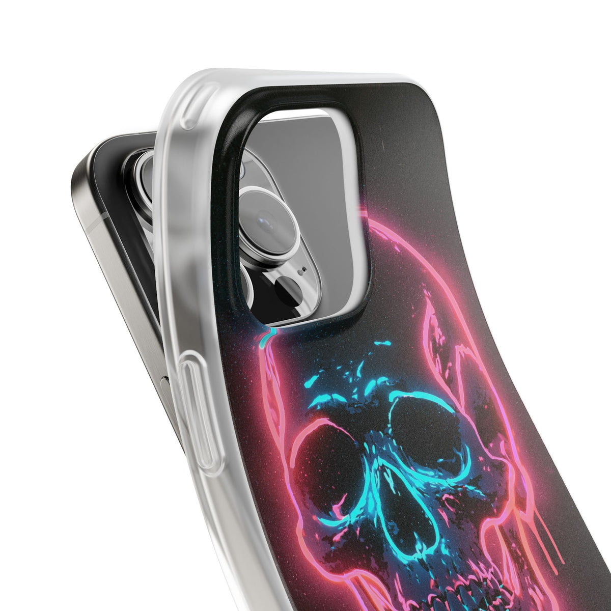 Neon Drip Skull · Lite Phone Case for iPhone · Black