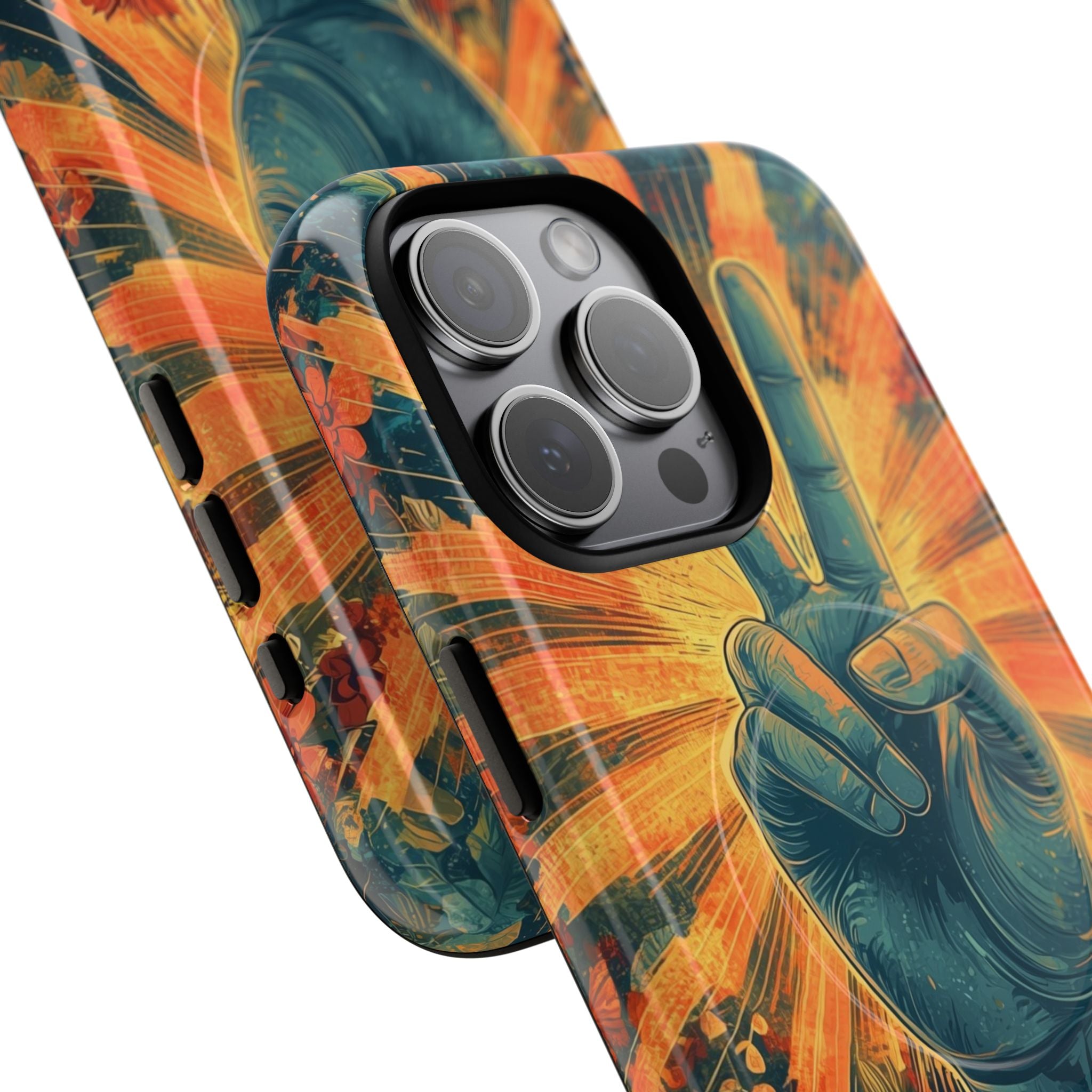 Fleur de paix radieuse · Coque de téléphone Tough+ pour iPhone · Magsafe