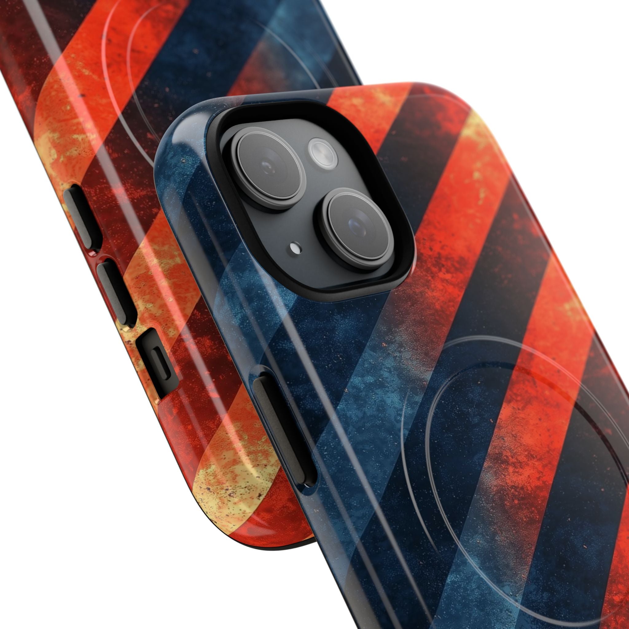 Diagonal Stripes Blaze iPhone 15 Case - Tough+