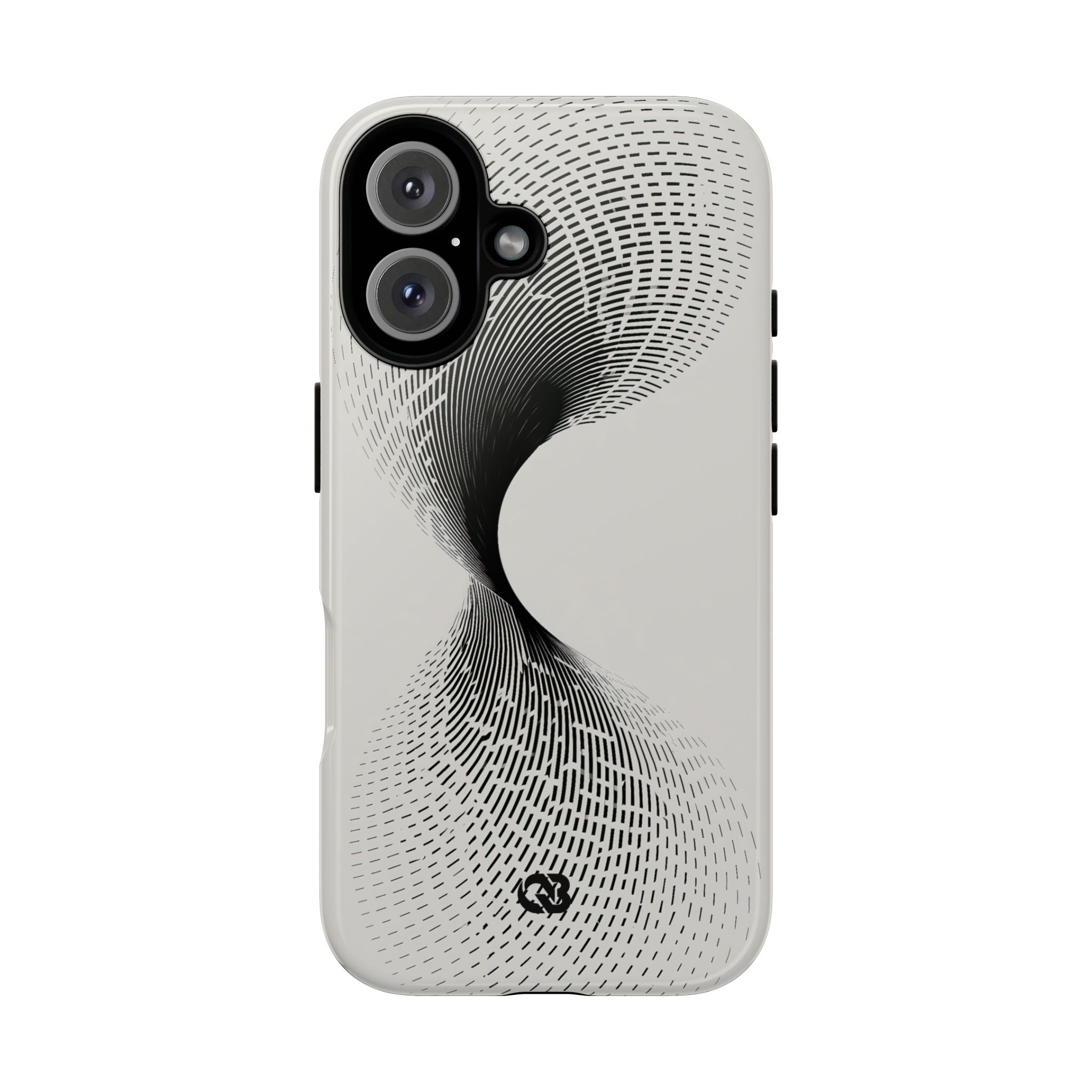 White Tough Phone Case for iPhone - Linear Torsion Grid