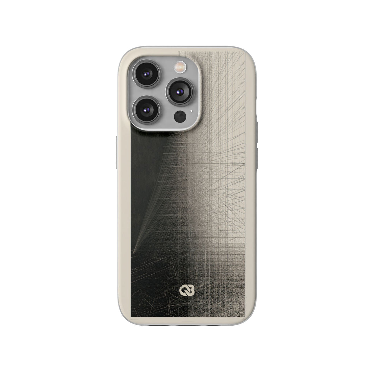 Beige Lite Phone Case for iPhone - Brutalist Graphite Grid