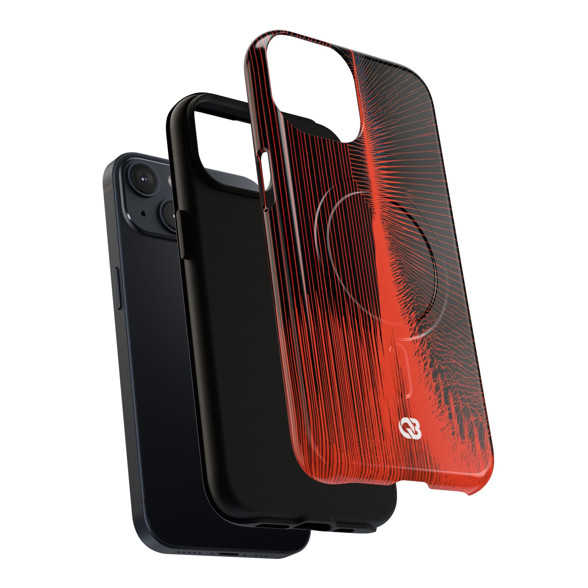 Red Tough 2.0 Magsafe Phone Case for iPhone - Crimson Frequency Pulse