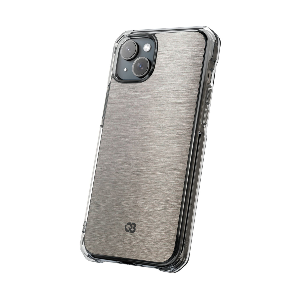 Brushed Silver Alloy · Clear Impact Magnetic Phone Case for iPhone · Silver