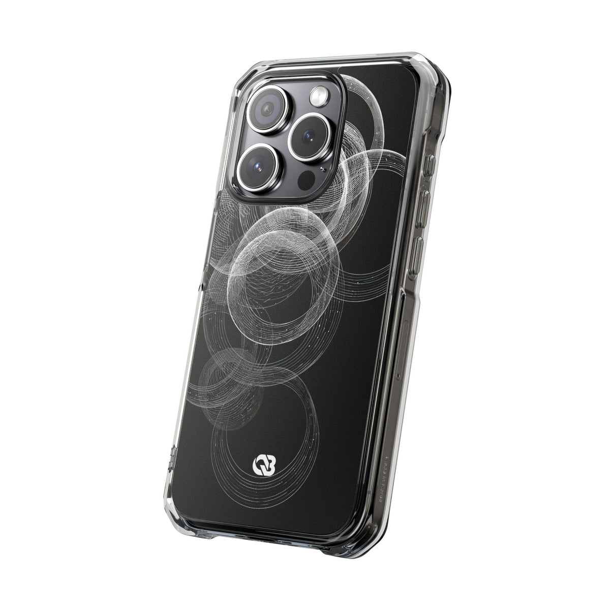 Black Impact MagSafe Phone Case for iPhone - Kinetic Wireframe Orbit