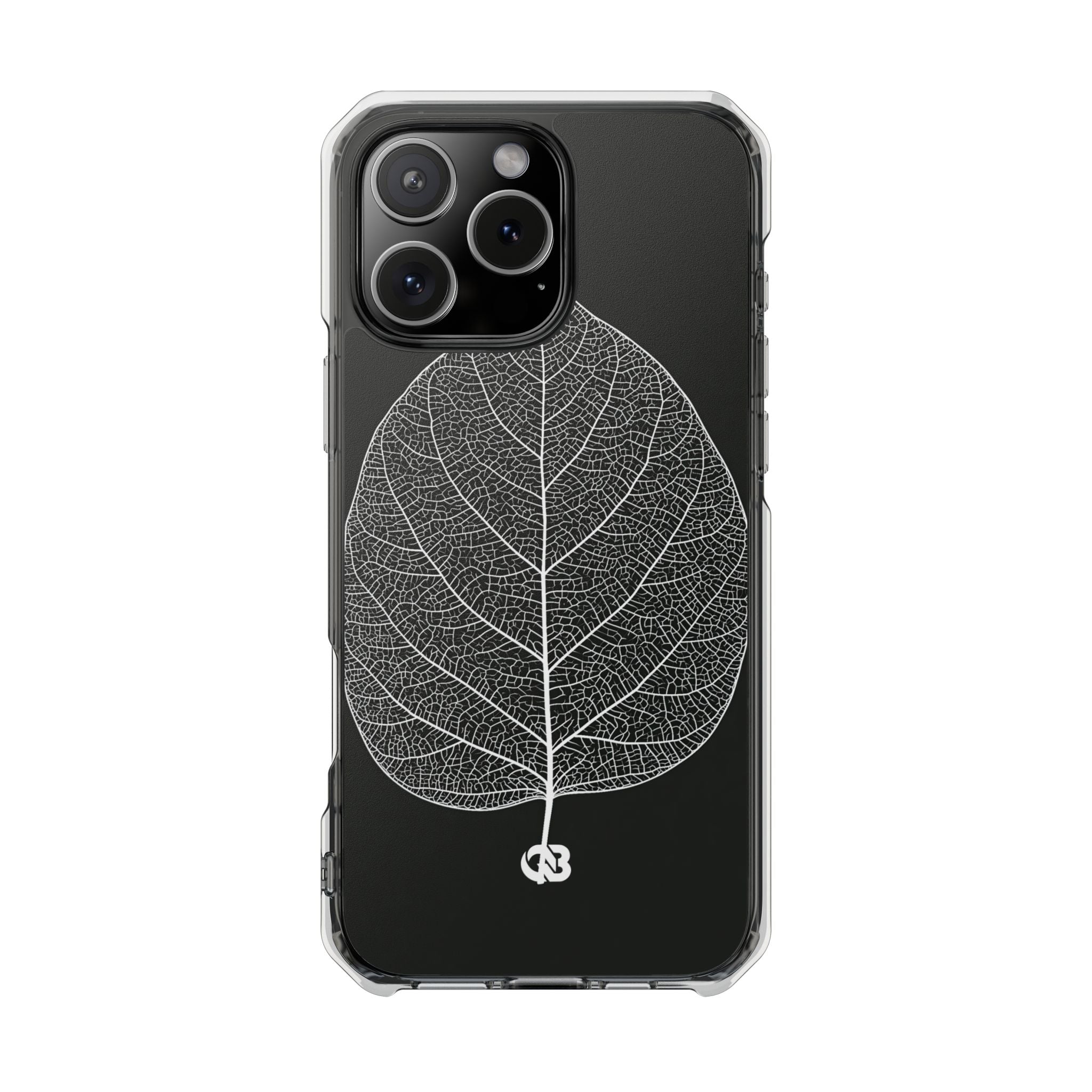 Black Impact MagSafe Phone Case for iPhone - Bleached Leaf Lattice
