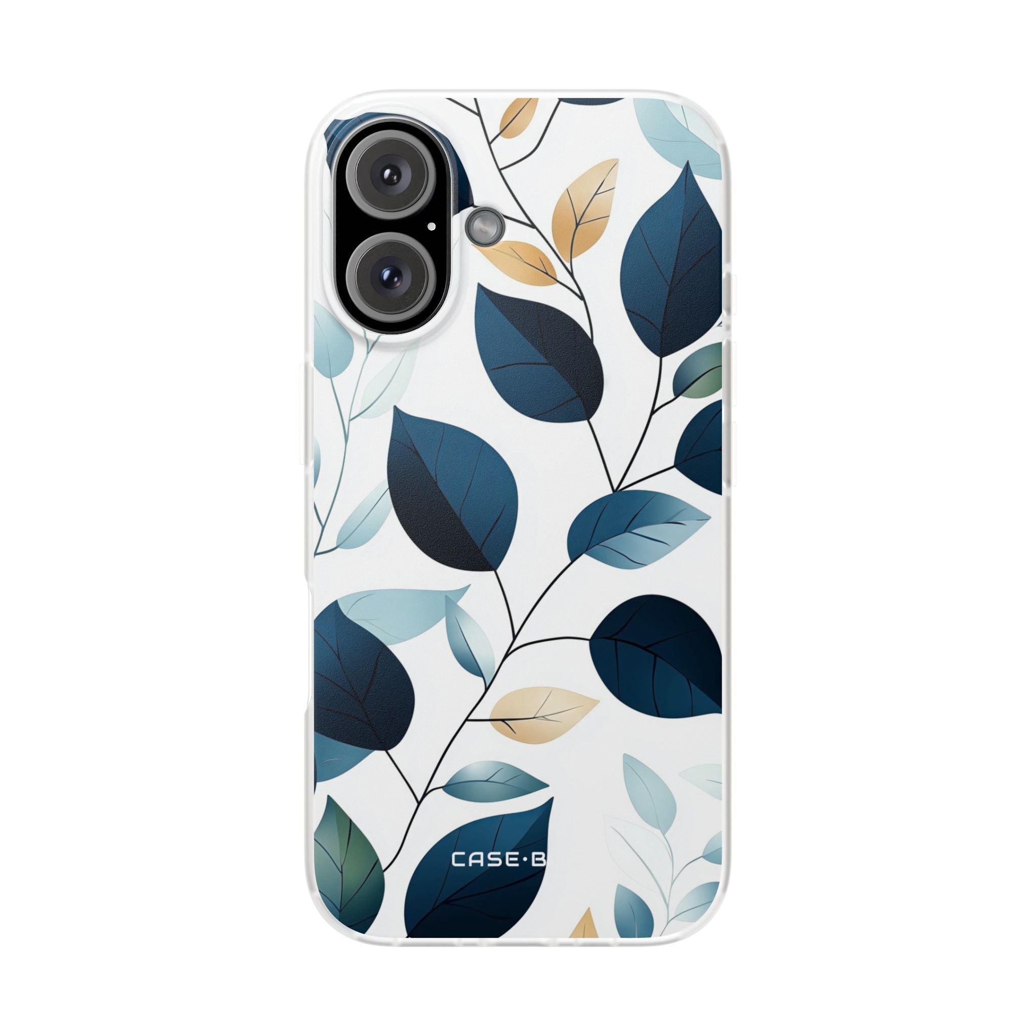Navy Leaf Veins iPhone 16 Case - Soft