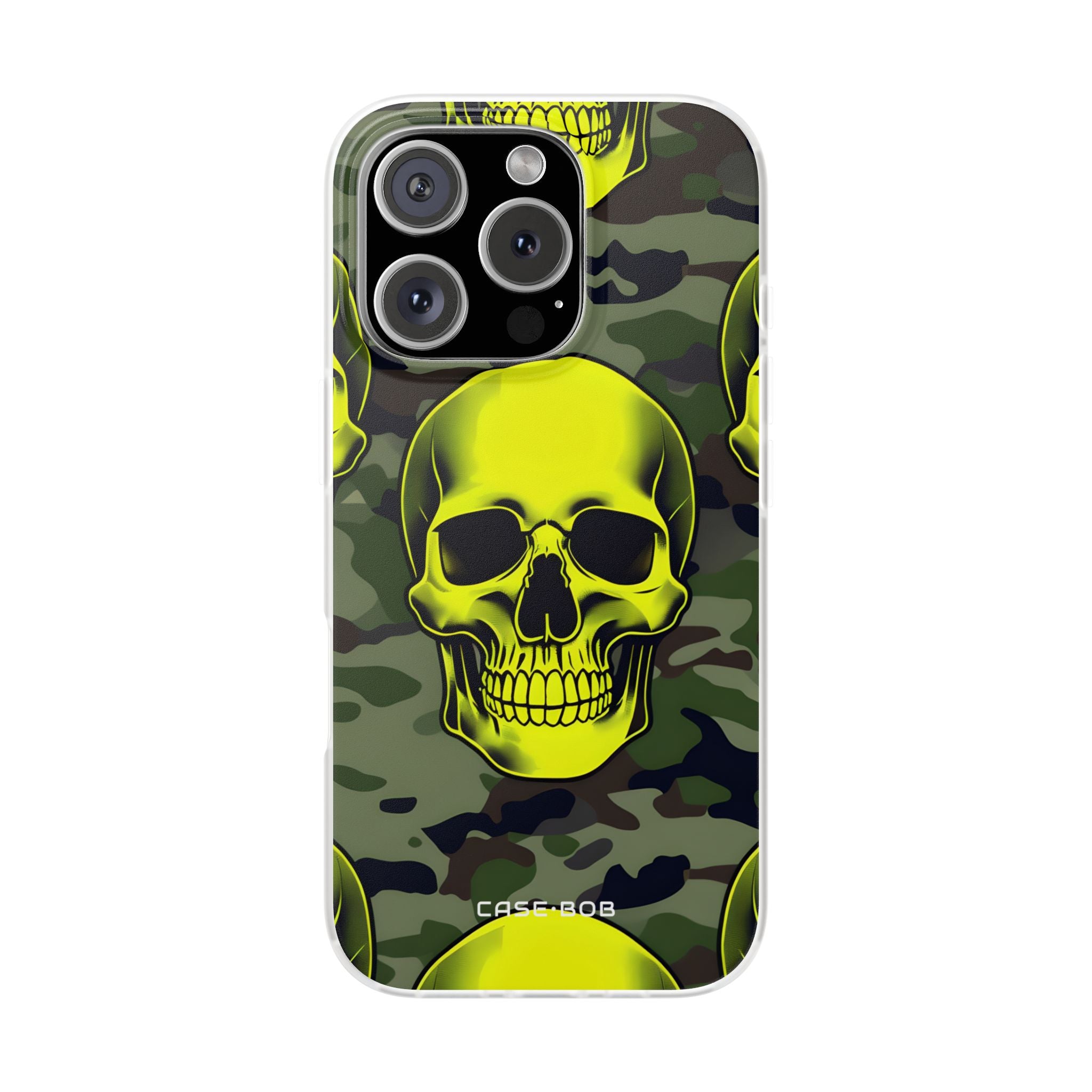 Neon Skull Camo iPhone 16 Pro Case - Soft