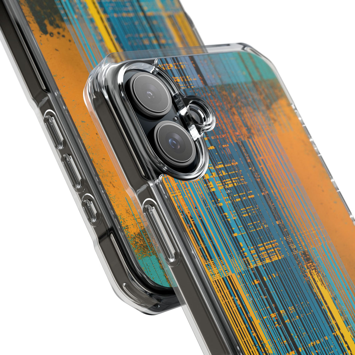 Cyber Glitch Stream · Clear Impact Magnetic Phone Case for iPhone · Teal