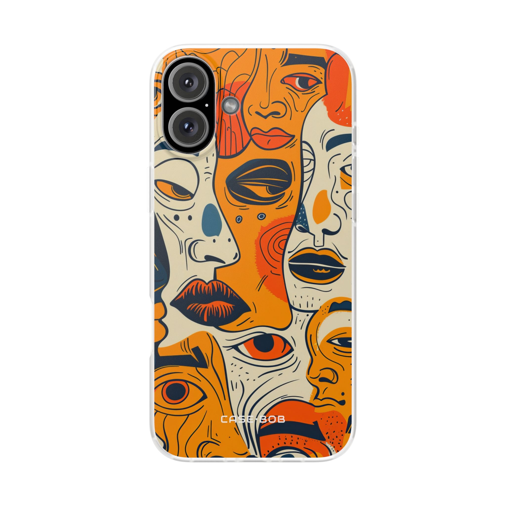 Tangled Faces Sunset iPhone 16 Plus Cover - Soft